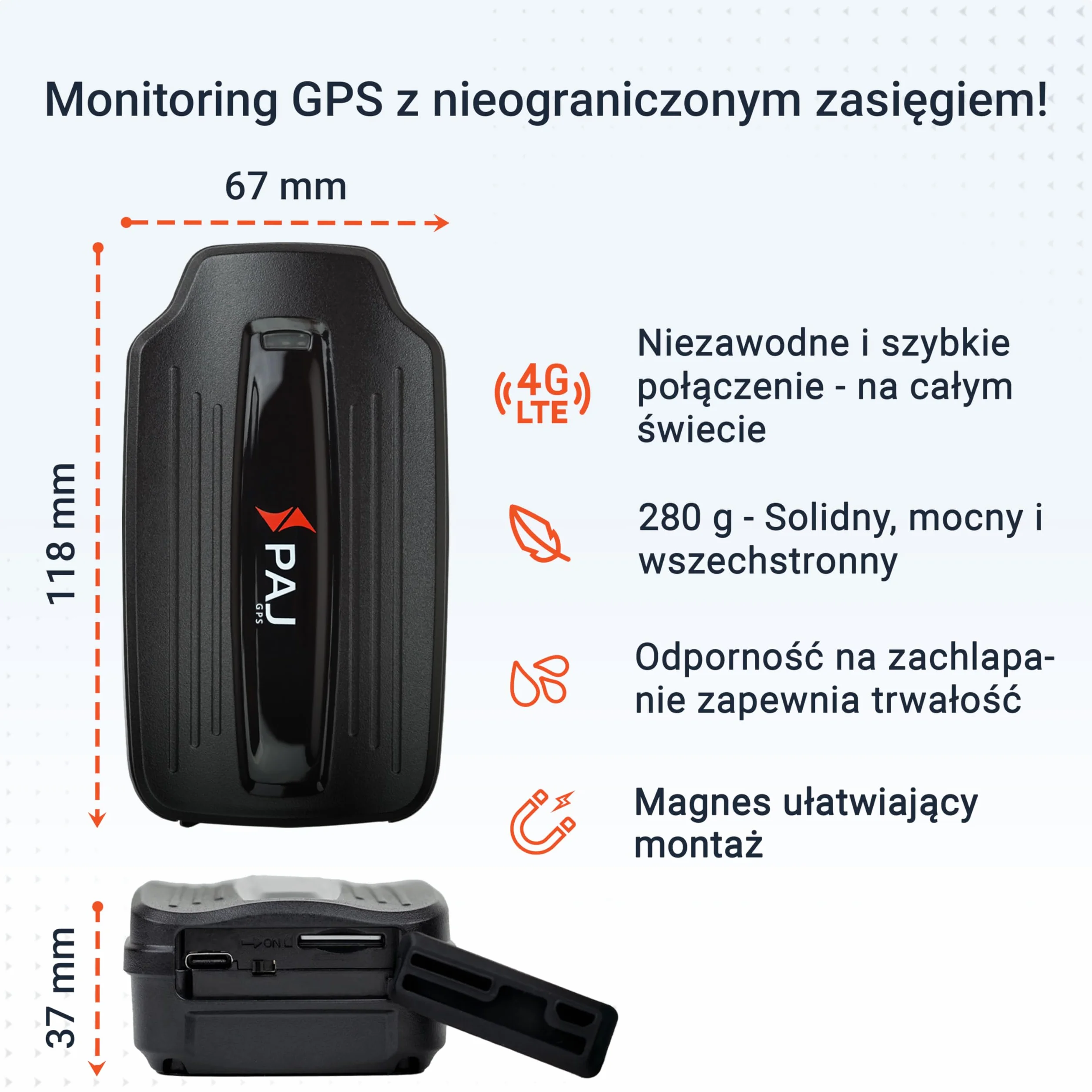 PAJ Power Finder Tracker GPS 4G – Lokalizator Do Samochodów I Pojazdów Magnetyczny – Bateria 90 Dni (Tryb Czuwania) – Real Time Tracking Geo-Ogrodzenie Powiadomienia Alarm Antykradzieżowy