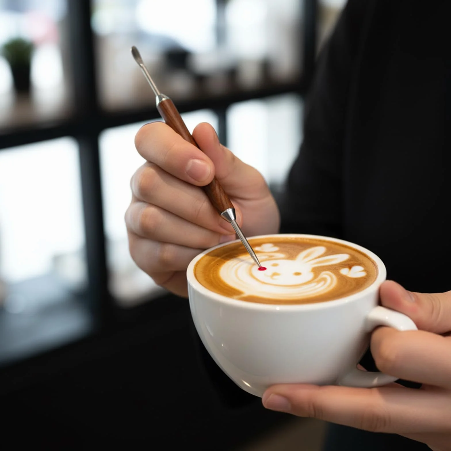 JJUNW dwustronne długopisy do Latte Art ze stali nierdzewnej do dekoracji espresso cappuccino