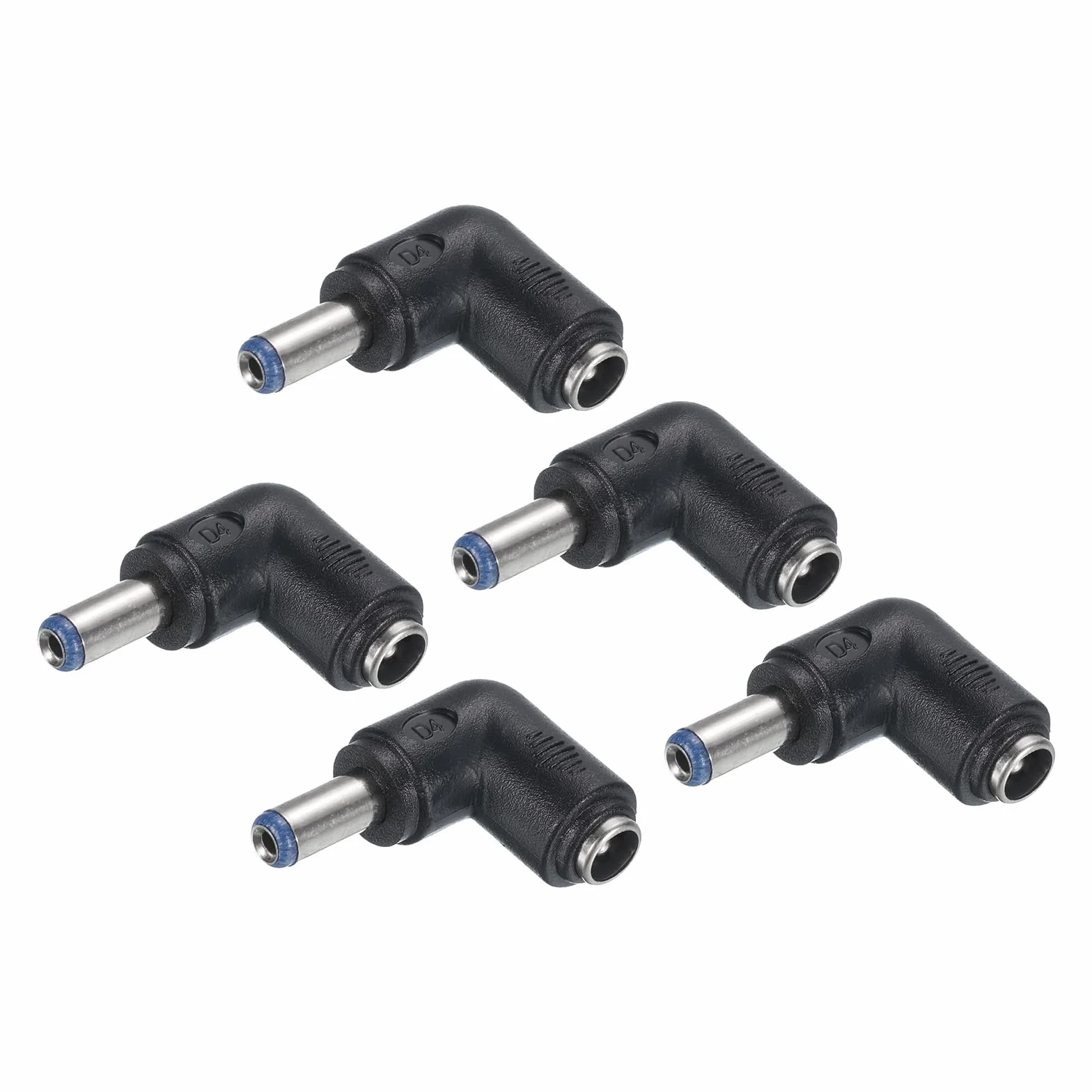 QUARKZMAN Adapter złącza zasilania DC, 5 szt. żeńskie gniazdo 5,5 mm x 2,1 mm kąt 90 stopni na męski wtyczka 5,5 mm x 2,5 mm konwerter sprzęgający