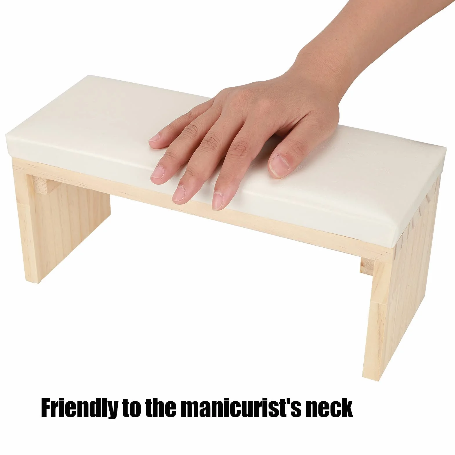 Manicure Stojak do paznokci, poduszka skórzany, drewno + skóra PU, podparcie nadgarstka, uchwyt na poduszkę, biały, 30 x 12 x 13 cm