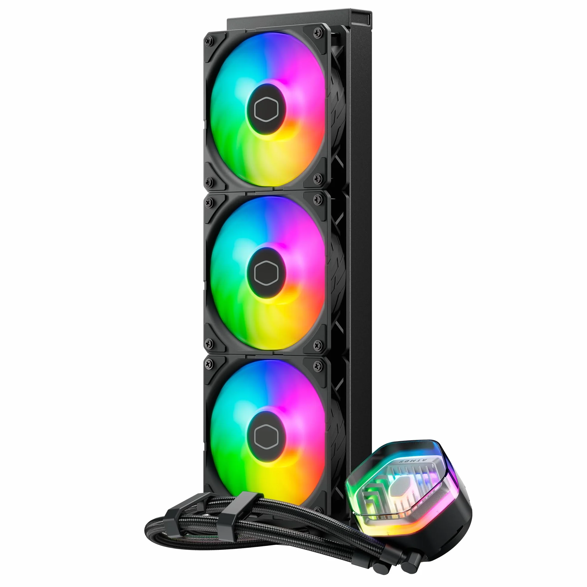 Cooler Master MasterLiquid Atmos 360 Black Chłodnica Cieczy CPU - System Chłodzenia Wodnego AIO, Dwukomorowa Pompa, Zainstalowane Wentylatory Sickleflow 120 Edge, Adresowalne RGB Gen 2, LGA1700 i AM5