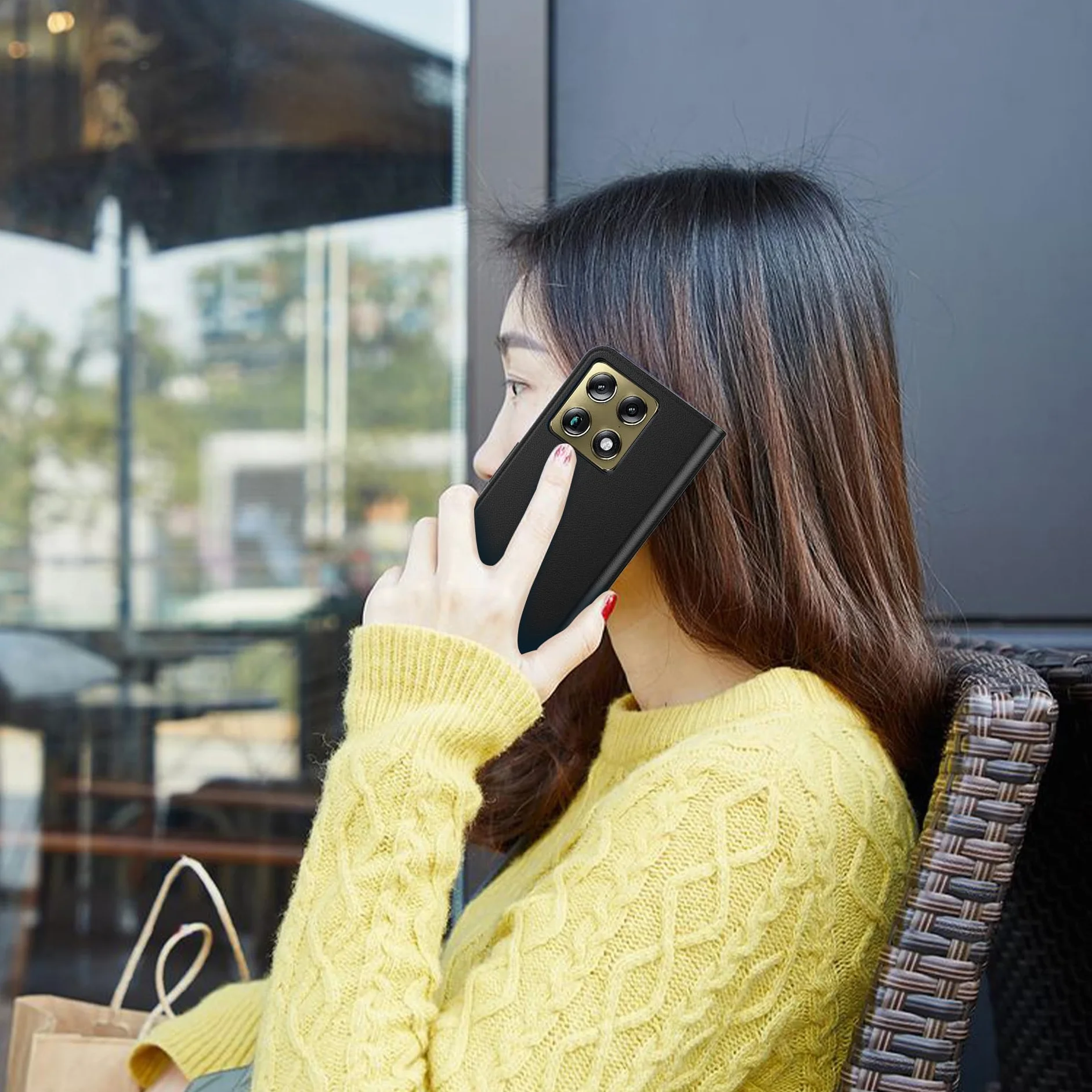 Etui do Motorola Moto G15, wysokiej jakości skórzane etui z klapką z przegródkami na karty, magnetyczne zamknięcie, podpórka, odporne na wstrząsy ochronne, do telefonu Motorola G15, czarne