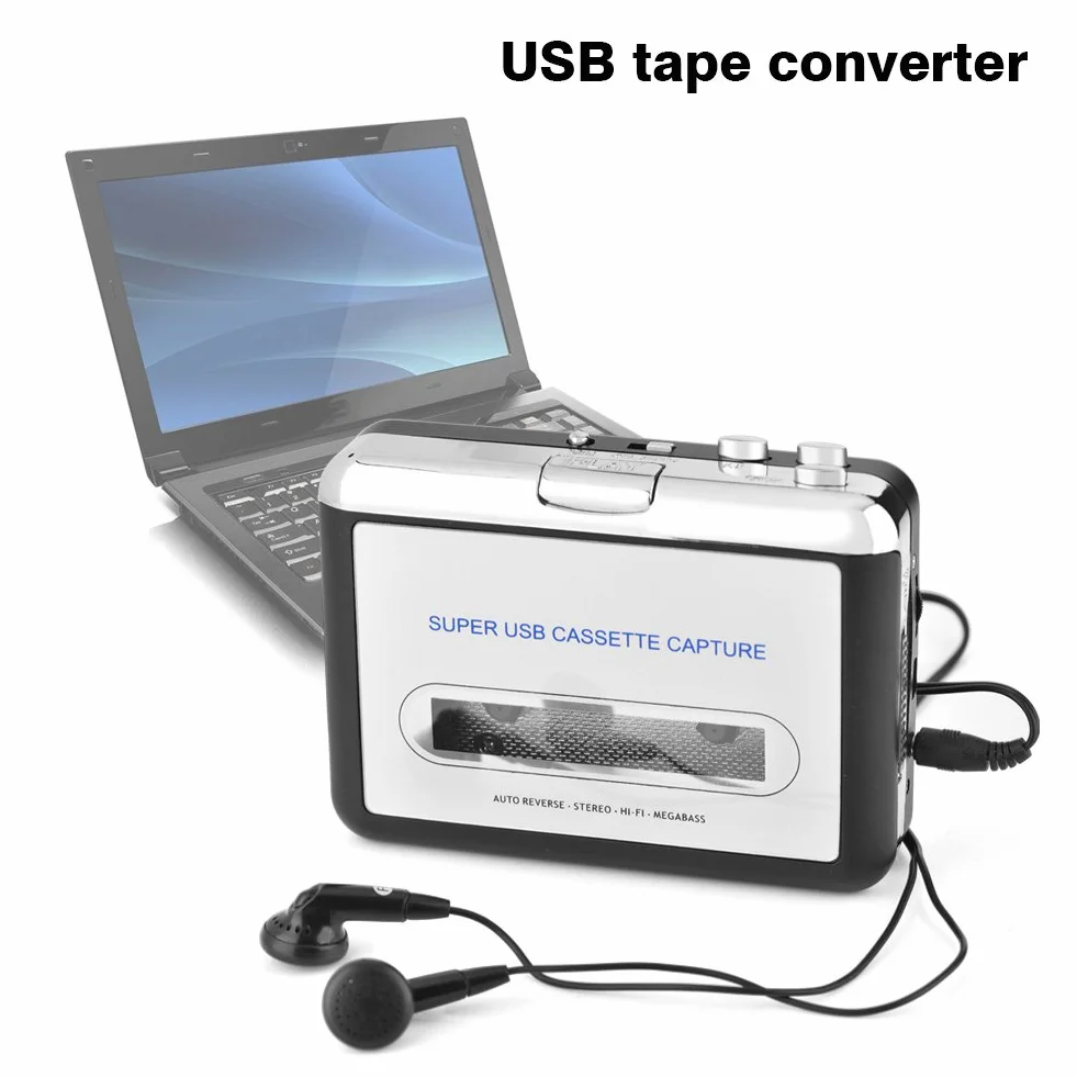 Odtwarzacz kasetowy, konwerter USB na MP3, taśma Plug and Play, do odtwarzacza muzycznego MP3, ze słuchawkami, dla 2000 / XP/Vista/Win 7