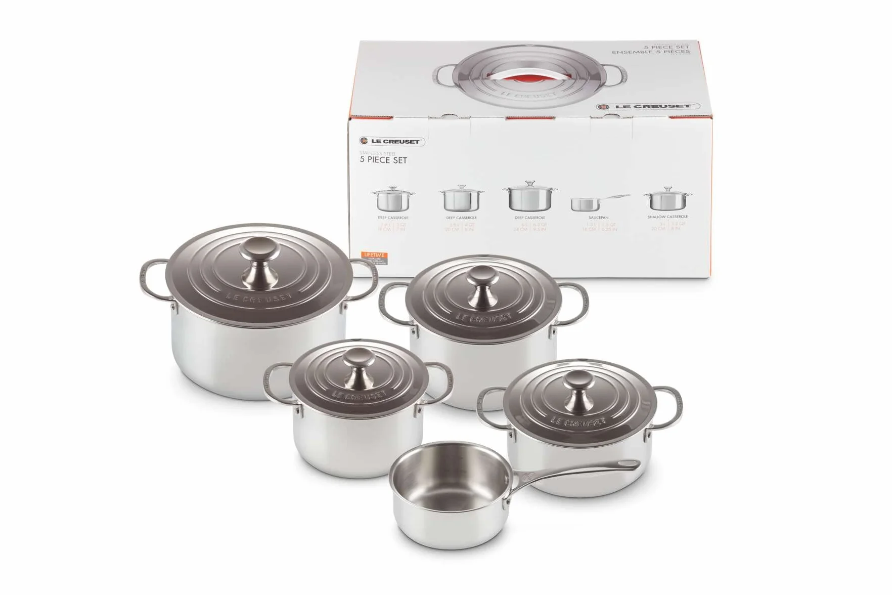 Le Creuset 3-ply Plus Zestaw 5 szt Naczyń do Gotowania Stal Nierdzewna, 96605300000000