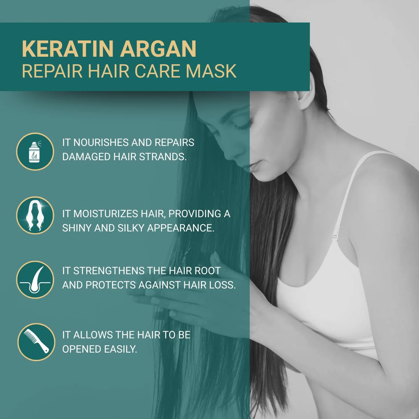 Bioxcin Keratin & Argan Maska regenerująca do włosów suchych i zniszczonych 225 ml