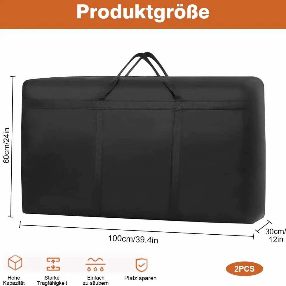 Torba do przechowywania Oxford 180 L składana z uchwytem 100 x 58 x 28 cm czarna