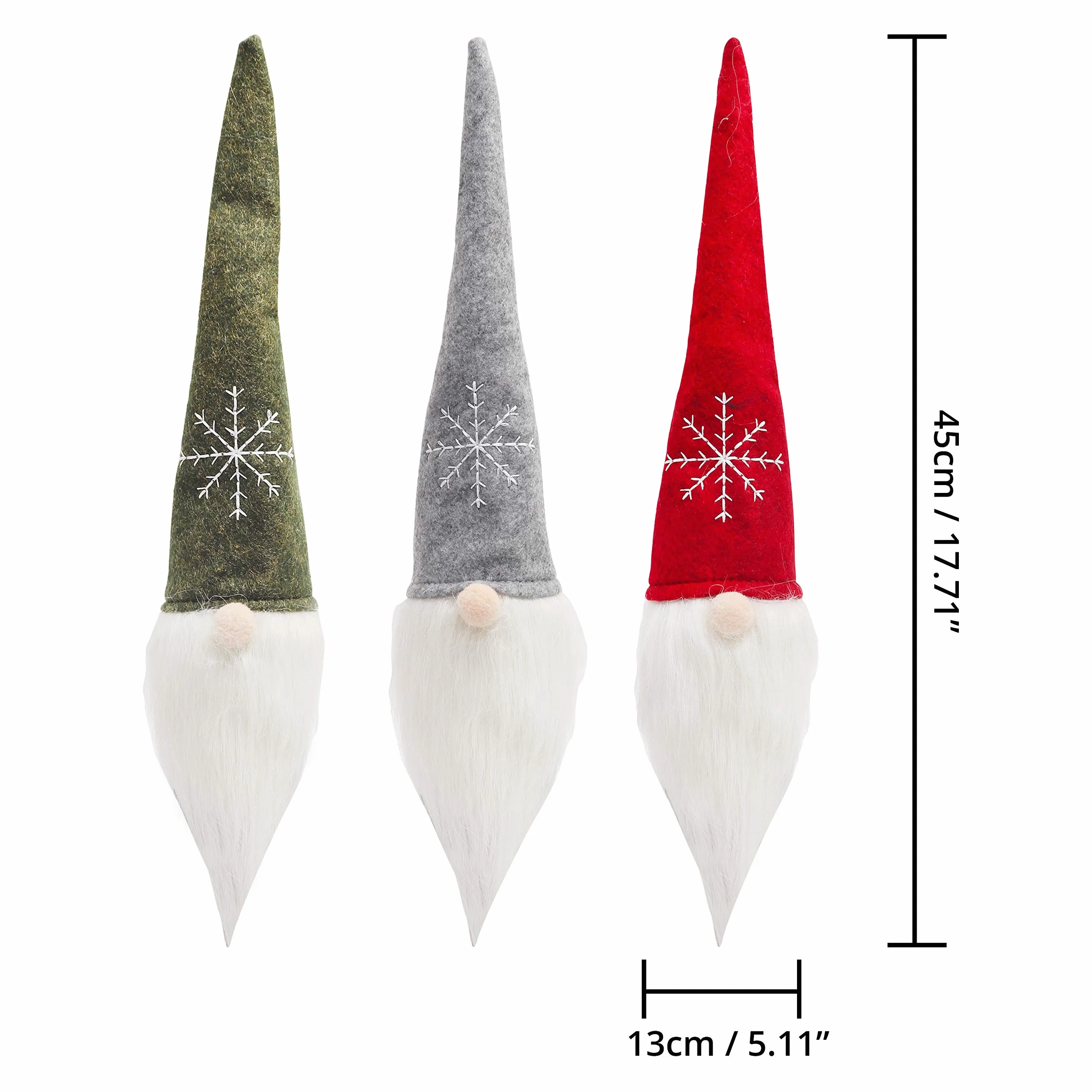 BELLE VOUS Świąteczne pokrowce na butelki wina 3 szt. 45 x 13 cm Tomte Gnome Boże Narodzenie