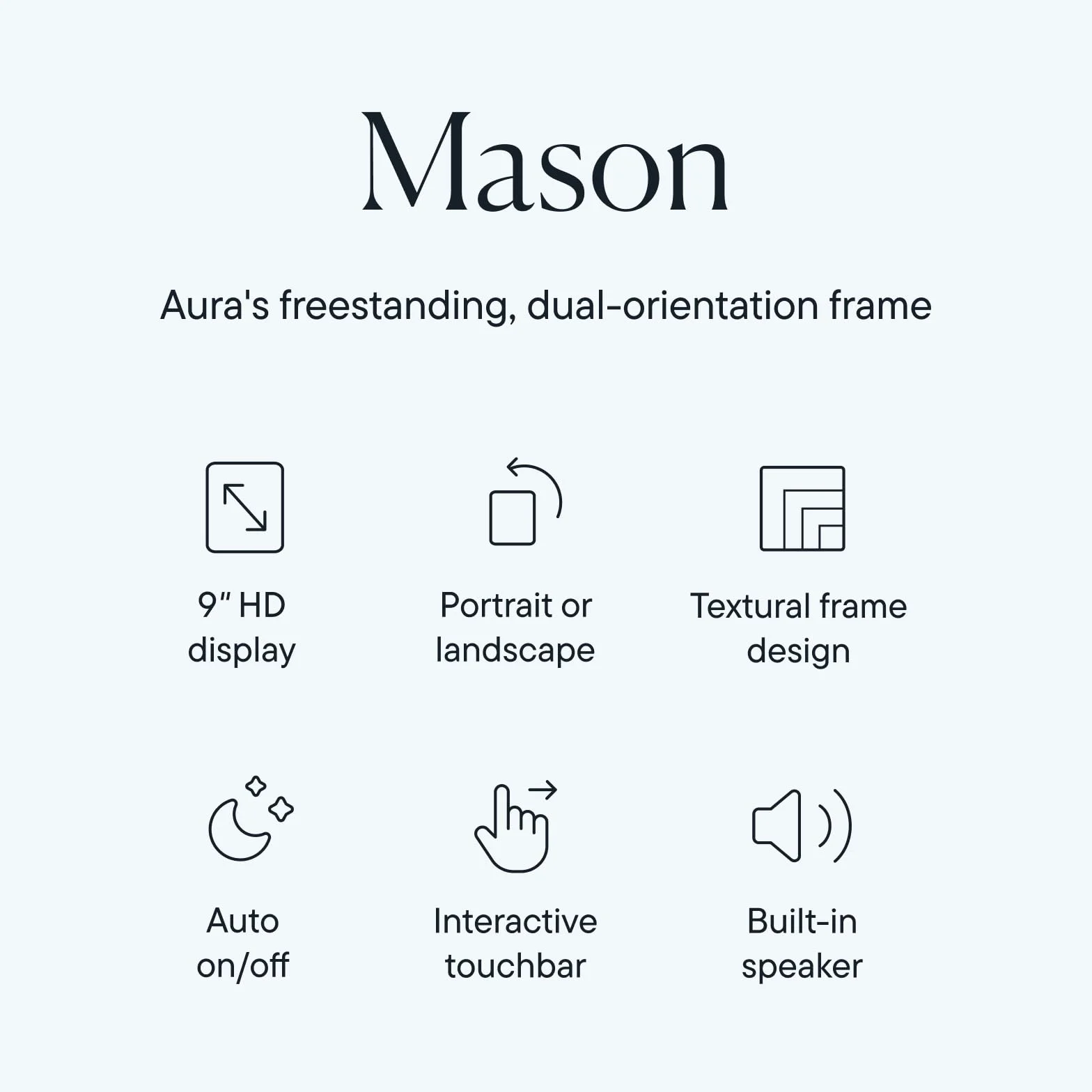 Aura Mason HD Inteligentna cyfrowa ramka na zdjęcia 9 cali WiFi Cloud Cyfrowa ramka na zdjęcia, Bezpłatne nieograniczone przechowywanie, wysyłaj zdjęcia z dowolnego miejsca - Grafitowy