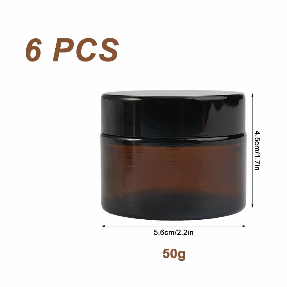 Bursztynowe szklane słoiki na krem 50 ml 6 sztuk odporne na UV
