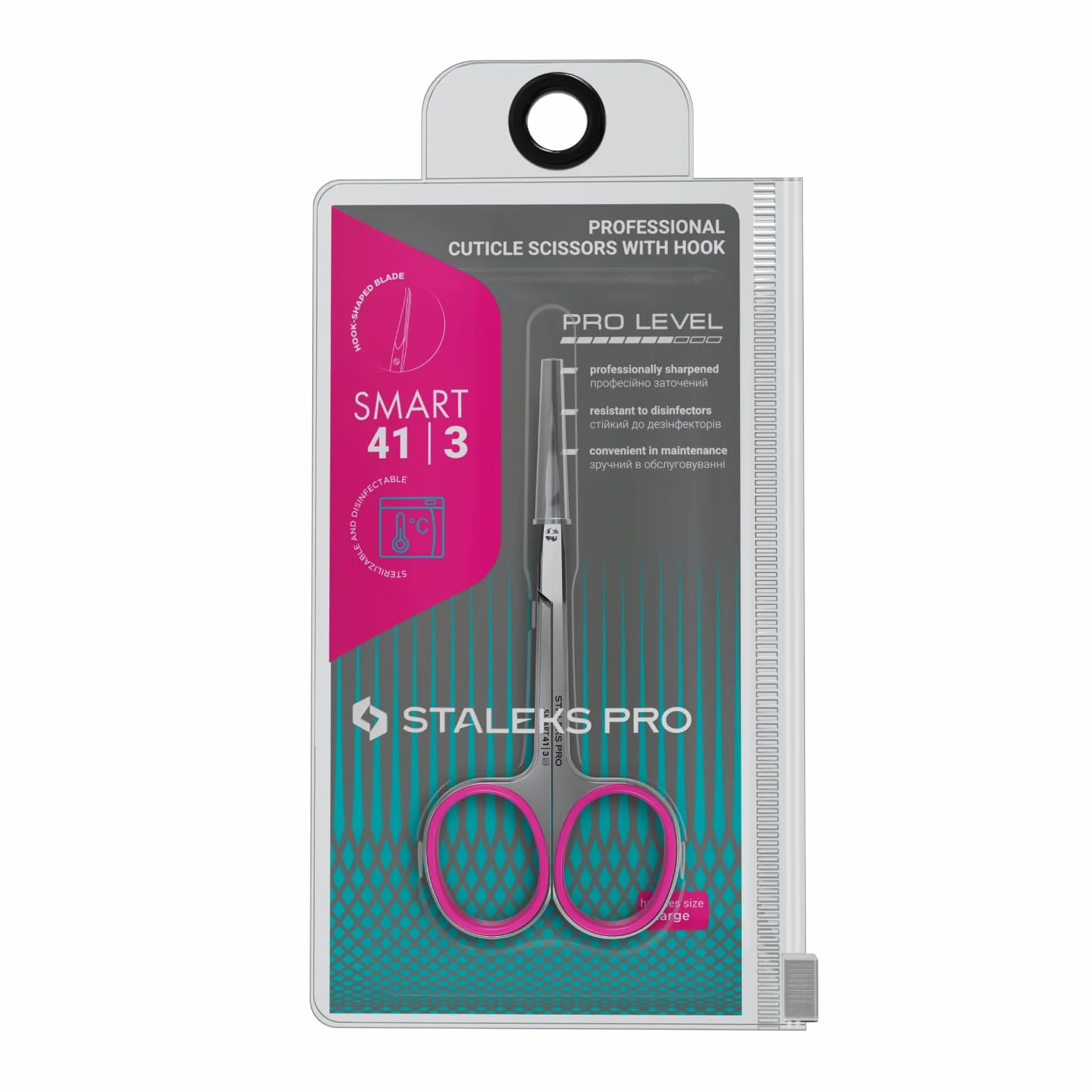 STALEKS PRO Smart 41 typ 3 profesjonalne nożyczki do skórek z hakiem – 1 opakowanie – model SS-41/3 (SS-41/3)