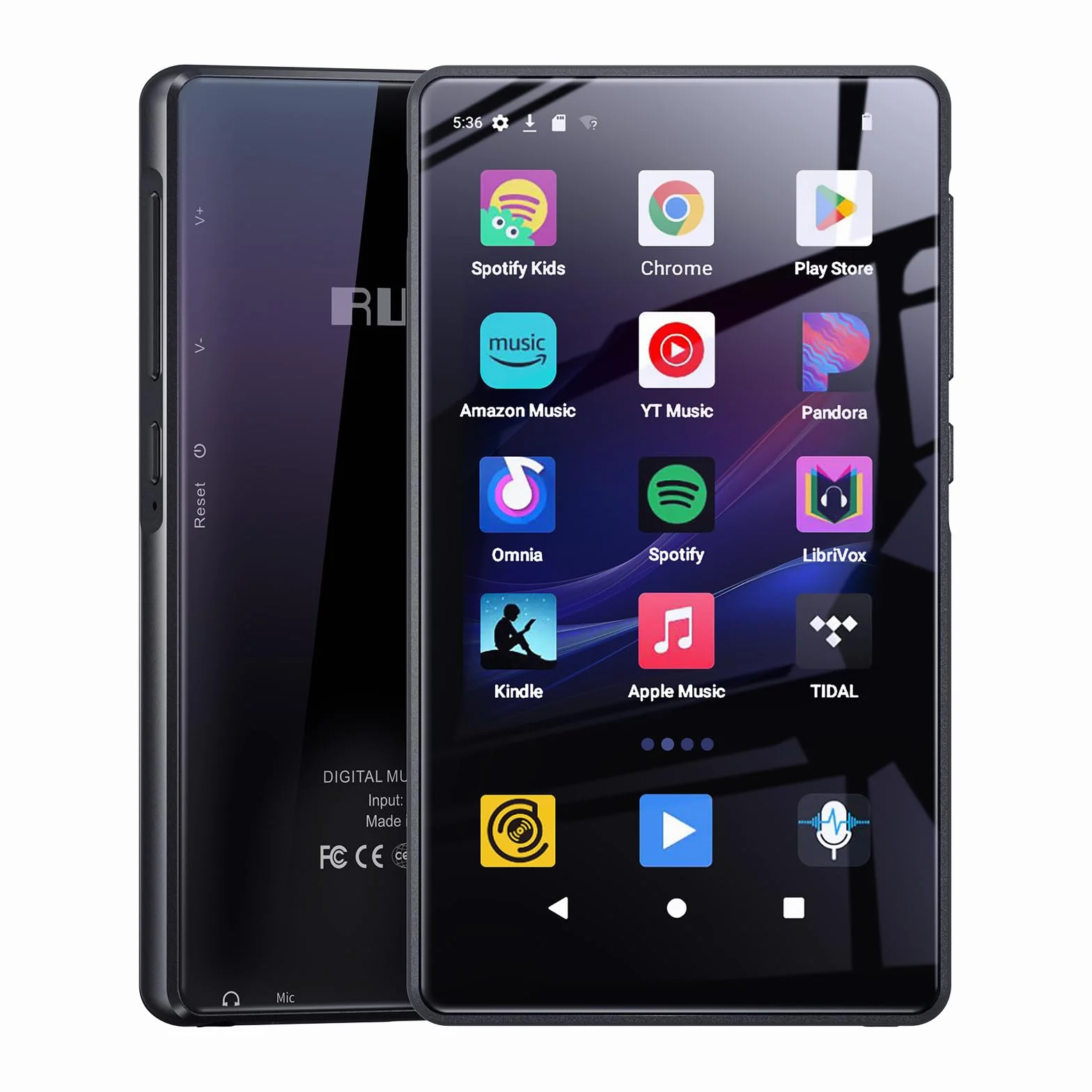 Spotify odtwarzacz MP3 z Bluetooth, ekran dotykowy 4,5 cala, odtwarzacz MP4, WiFi, 2000 mAh, przenośny odtwarzacz stereo HiFi, głośnik Amazon Music, odtwarzacz strumieniowy z systemem Android dla