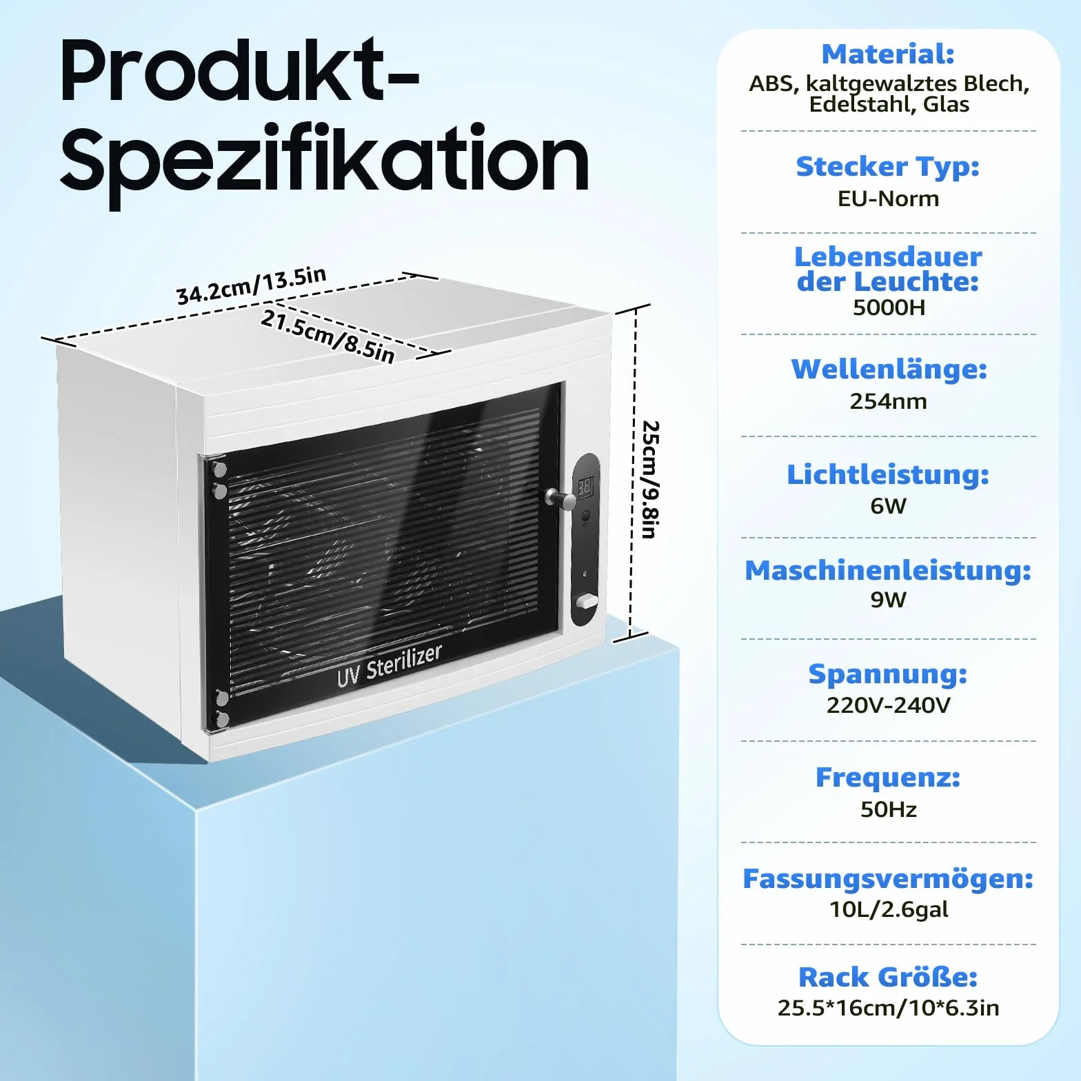 Szafka do dezynfekcji UV, 10 l, wysoce wydajny sterylizator UV, urządzenie do sterylizacji z ustawieniem timera, sterylizator, narzędzie do paznokci do kosmetyków, studia pielęgnacji stóp, salonu