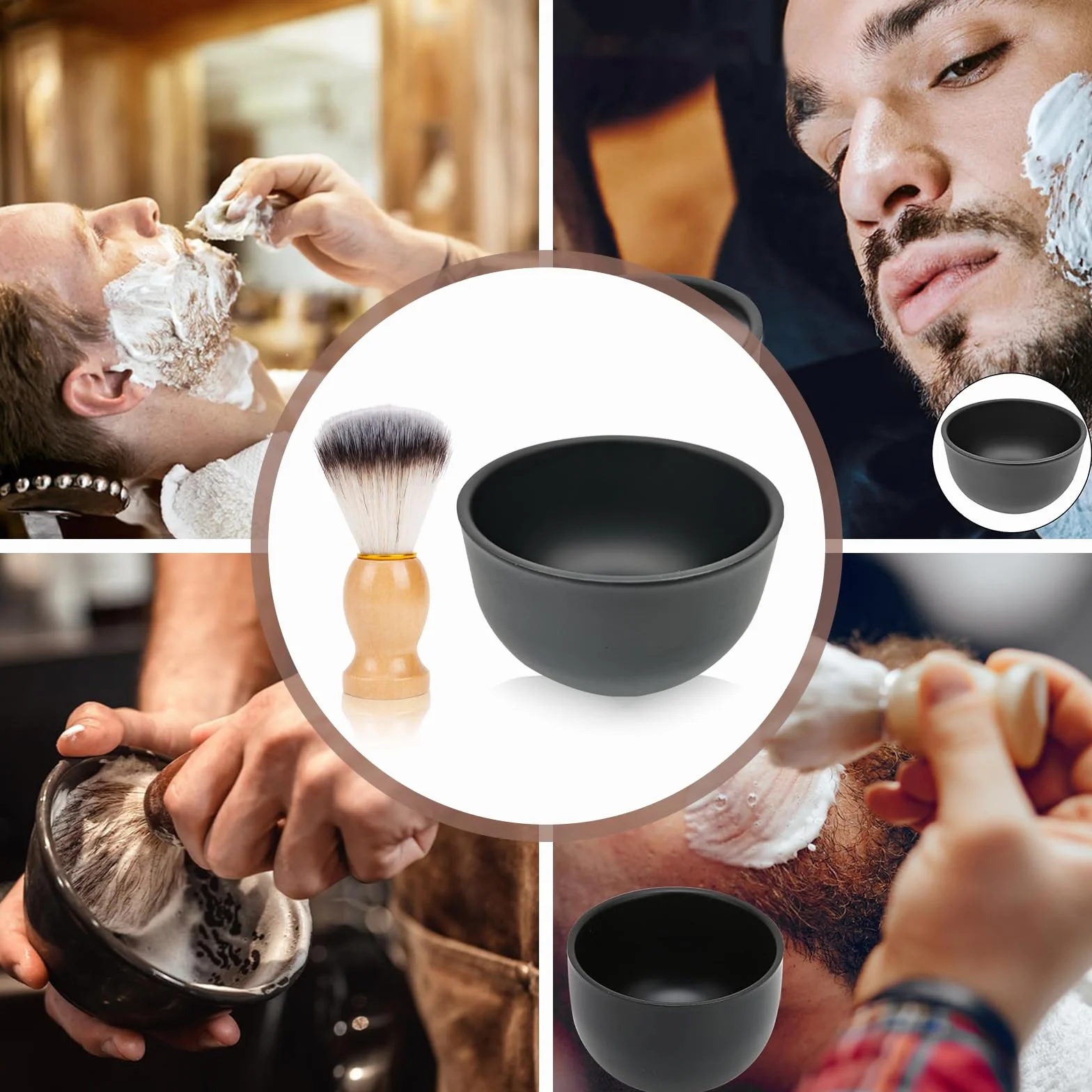 UEPOA Miseczka do golenia, mydelniczka do golenia Shaving Bowl z pędzlem do golenia, do golenia na mokro mężczyzn