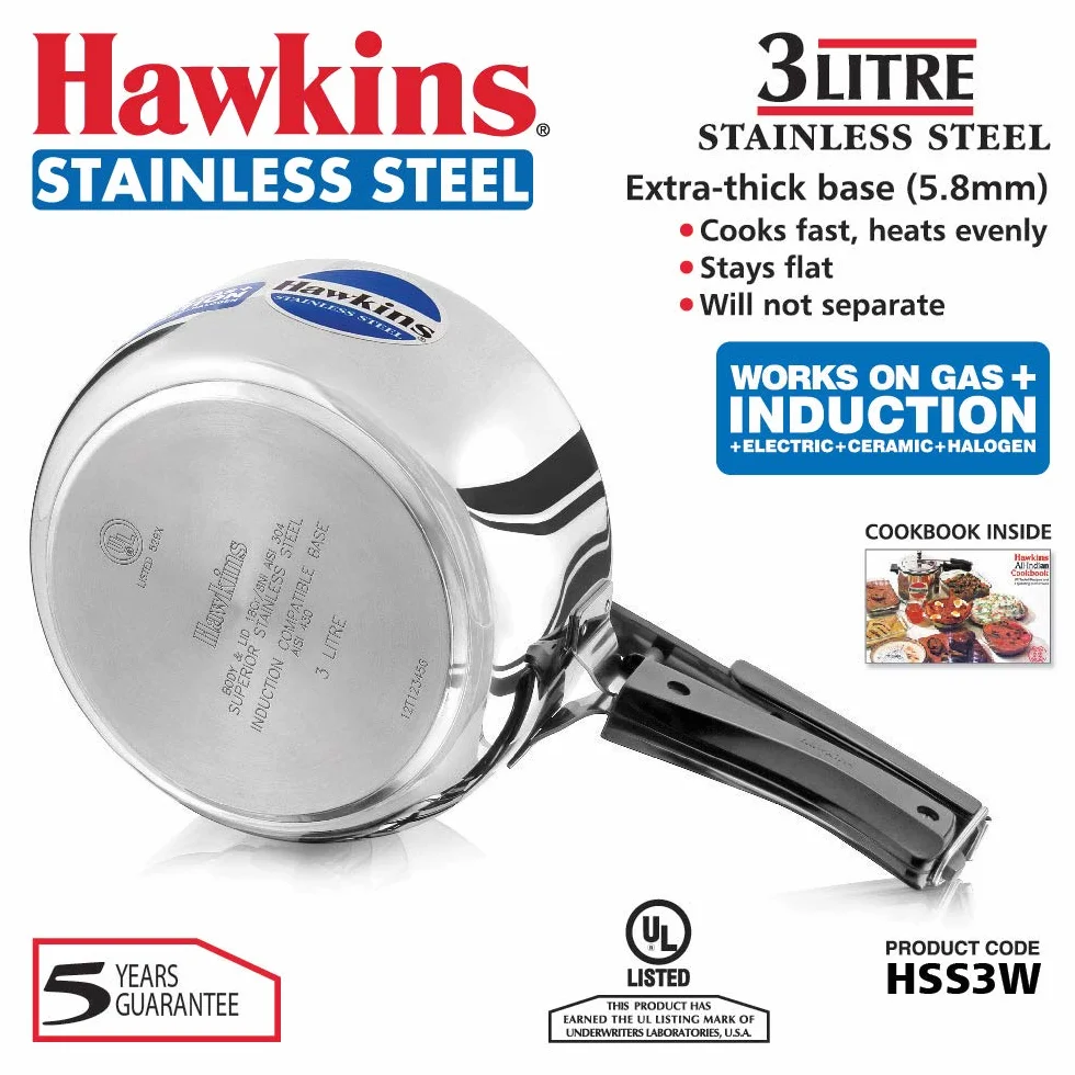 Hawkins 3-litrowy szybkowar ze stali nierdzewnej indukcyjny srebrny HSS3W