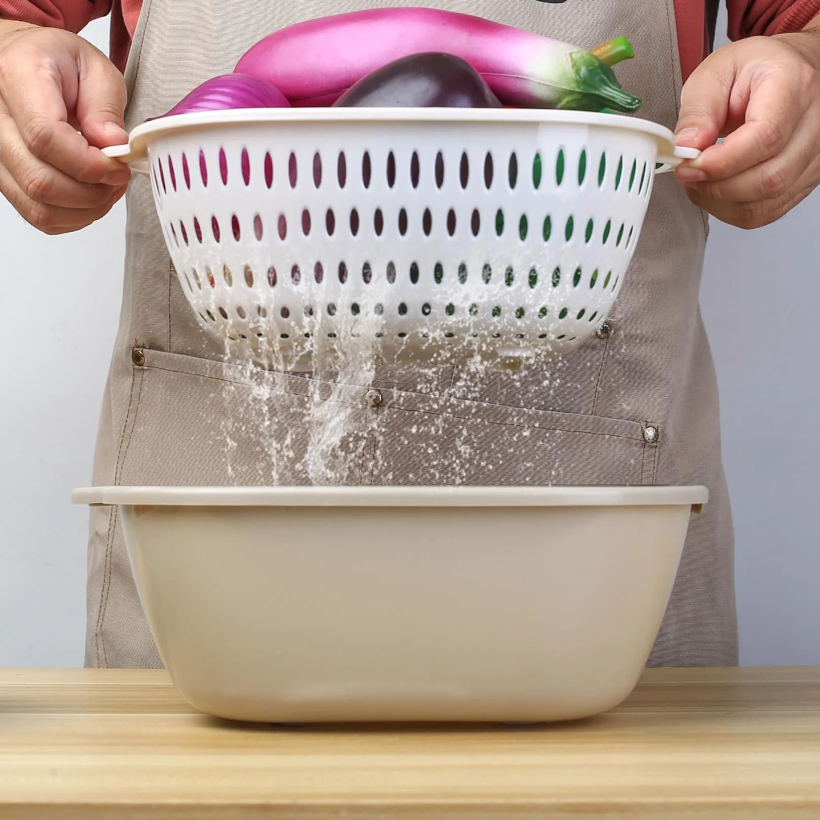 Zestaw durszlaków kuchennych 8 sztuk plastikowe dwuczęściowe