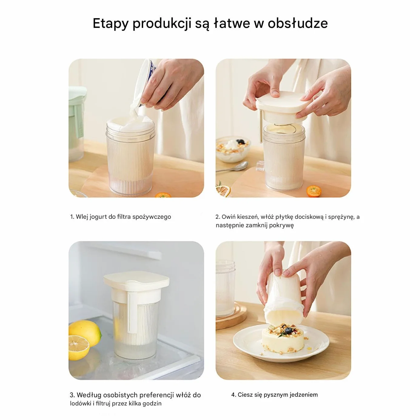 Yogurt Strainer Fine Mesh Filter Reusable Cloth Bag Multipurpose Kitchen Tool 16.3cm White