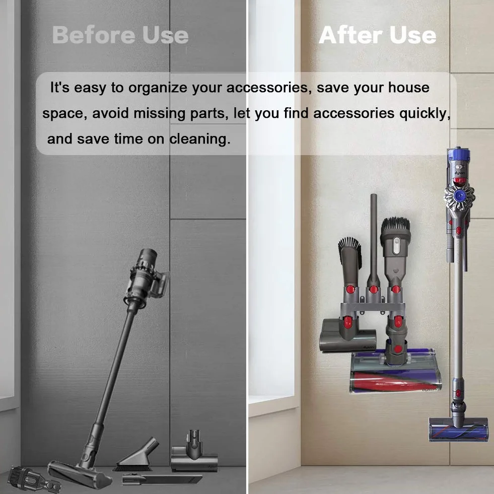 ABC life Zamiennik końcówek do odkurzacza Dyson, uchwyt ścienny, zestaw konwerterów adapterów do Dyson V11 V10, V8, V7, uchwyt organizera Dyson (szary, z pakietem części)