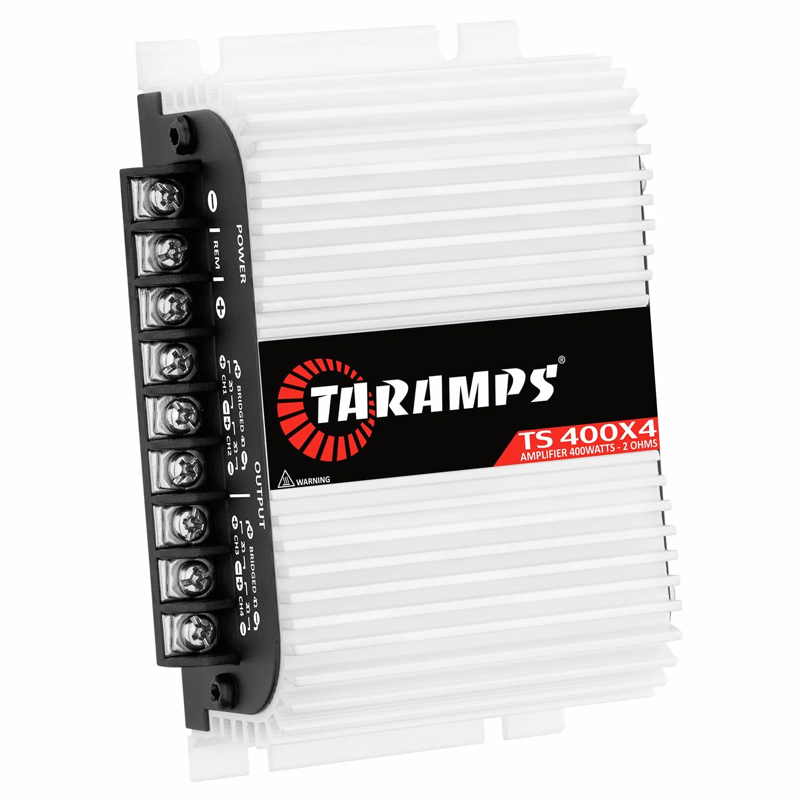 Taramps TS 400 x 4 z automatycznym wejściem wysokiego poziomu, 400 W, RMS, 4 kanały, pełny zakres, samochodowy wzmacniacz audio, klasa wejściowa RCA, 2 kanały, wielokanałowy system wzmacniacza