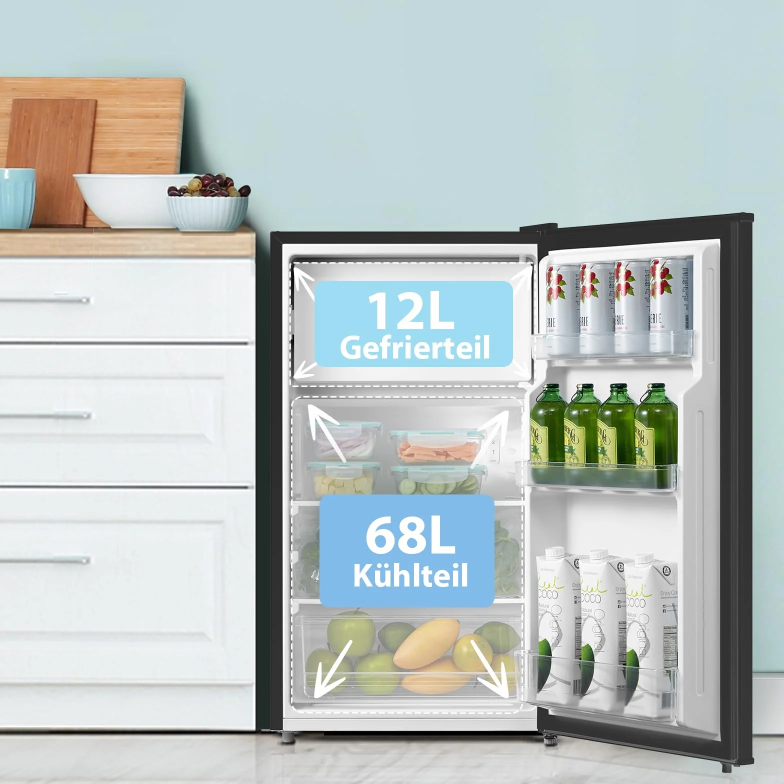 Comfee RCD115DK2 lodówka z zamrażarką 80 l stołowa czarna 84,5 cm 47,5 cm 137 kWh/rok