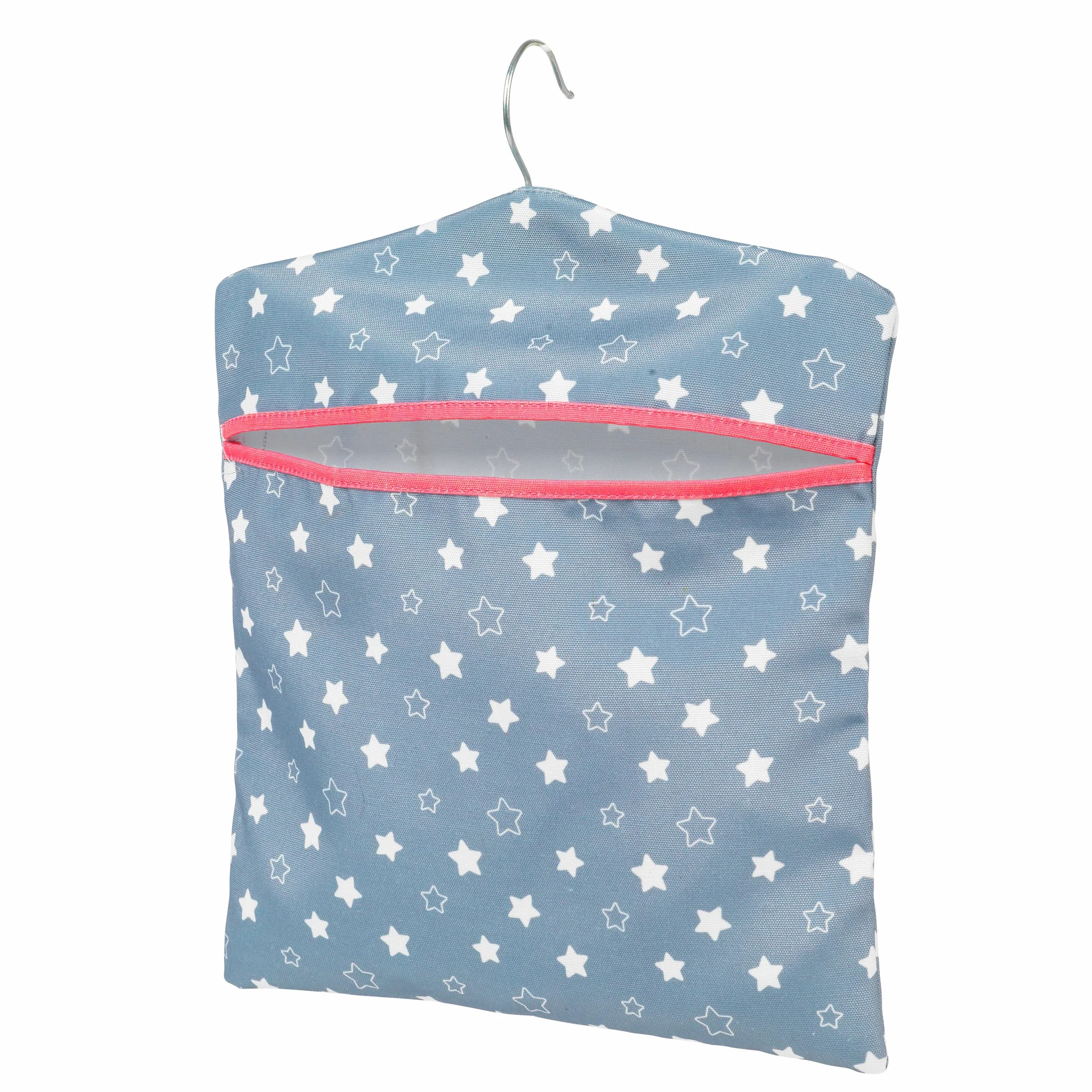 Kleeneze® KL081599EU7 Twinkle & Shine Hang On The Line Peg Bag | Easy Hanging Hook | Holds Up To 50 Pegs | 33 x 30cm | Blue/Pink/White