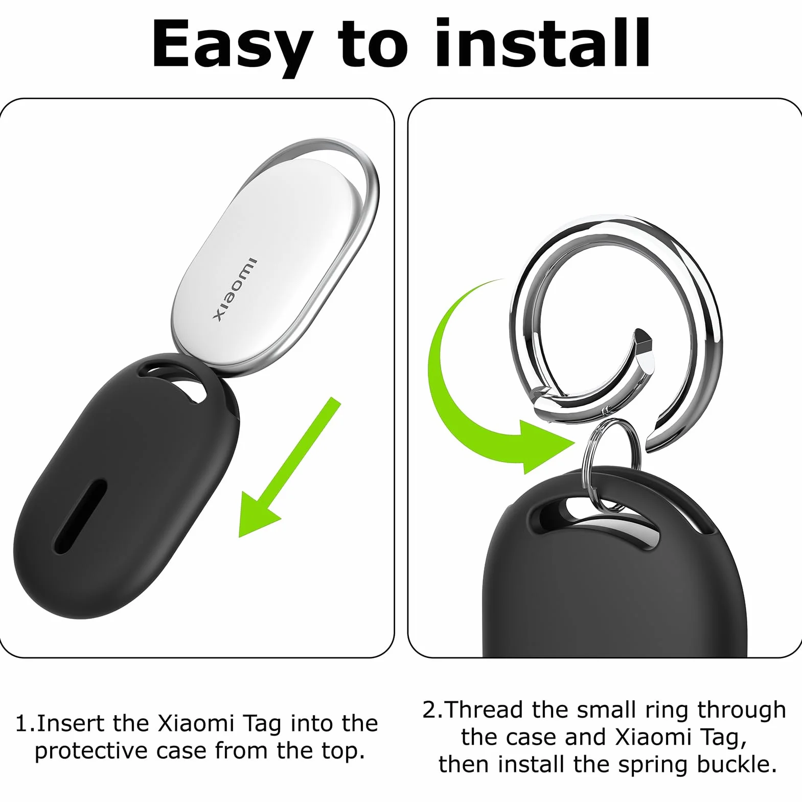 Etui ochronne do xiaomi tag, klucz - odporny na upadek i zarysowania, etui tracker GPS Android Tracker do kluczy, bagażu, portfeli, dzieci (czarny i ciemnoniebieski)