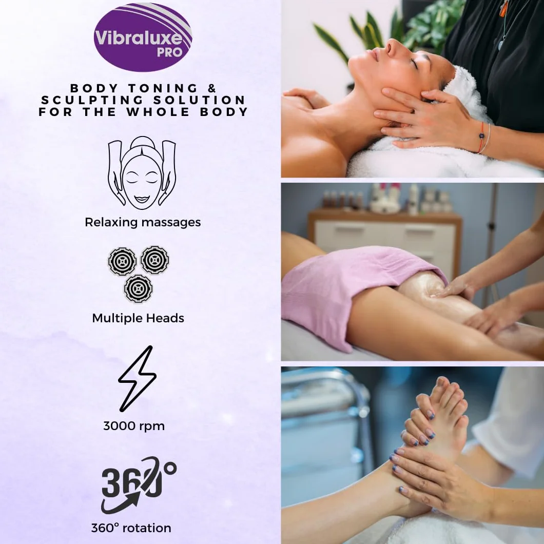 Best Direct Vibraluxe Pro Original, jak widać w TV masażer wyszczuplający, okrągła rzeźba, antycellulitowy 5 w 1 - elektryczny masażer wibracyjny, toczący się palper