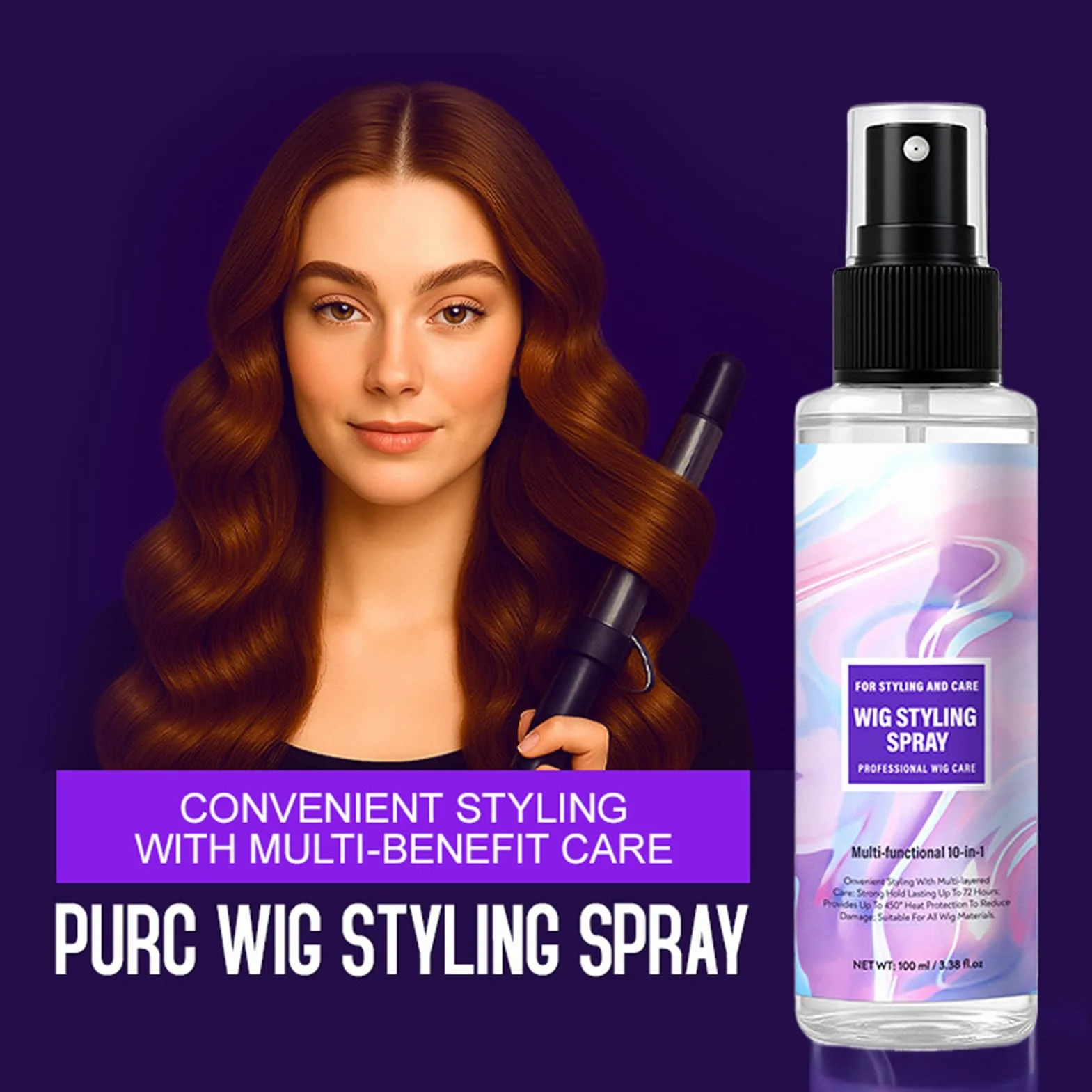 Hair Spray, Wig Spray, 100ml, Shine Without Grease, Gentle on Fibers, Nourishing Hydrating Care for Extensions, Accessories, Women, Men, Travel, Salon, Daily Use, Home, Styling