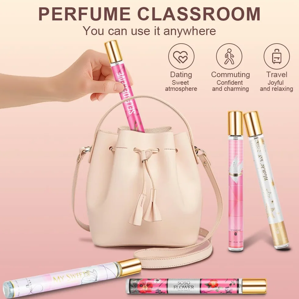 AOOWU 6 sztuk feromonów, perfumy damskie, 35 ml, perfumy dla kobiet, przenośne prezenty dla dziewczyny, kalendarz adwentowy, urodziny, Boże Narodzenie, długotrwały zapach