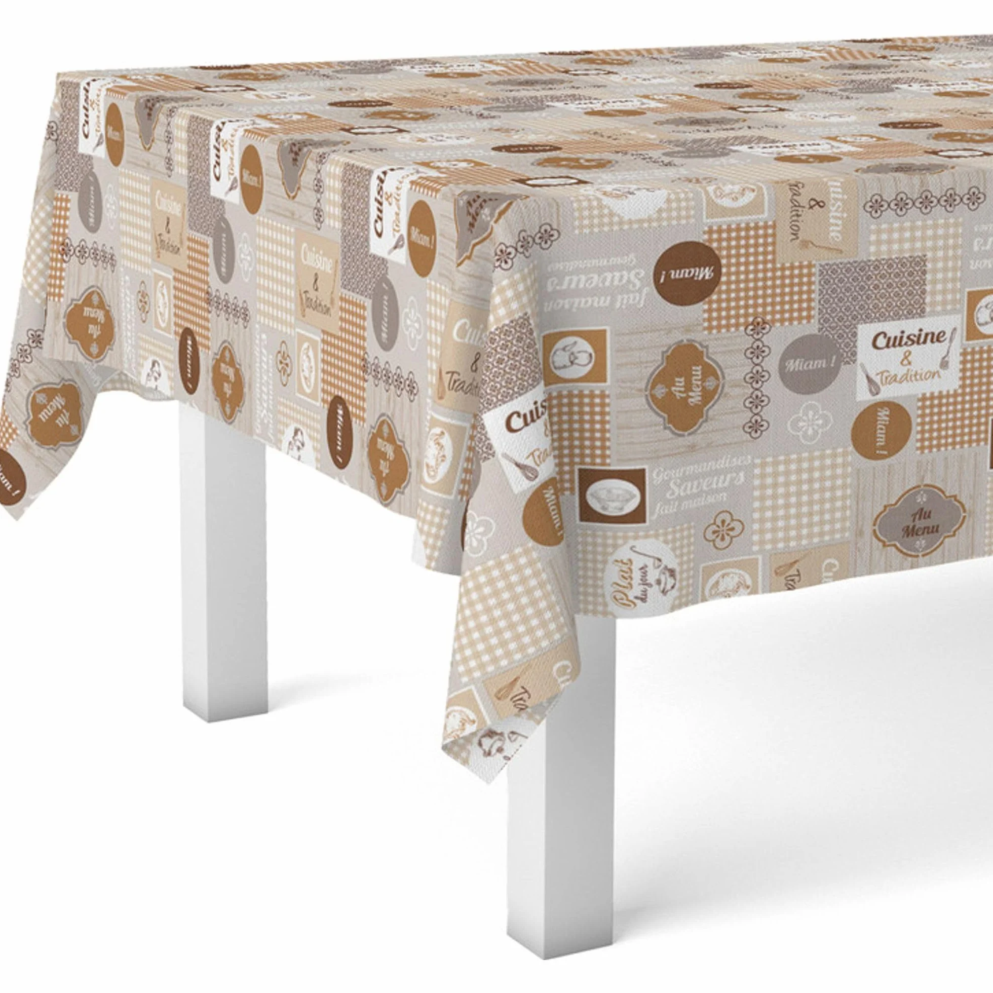 Obrus ceratowy 100 x 140 cm Cuisine Brown odstraszający plamy Made in Spain