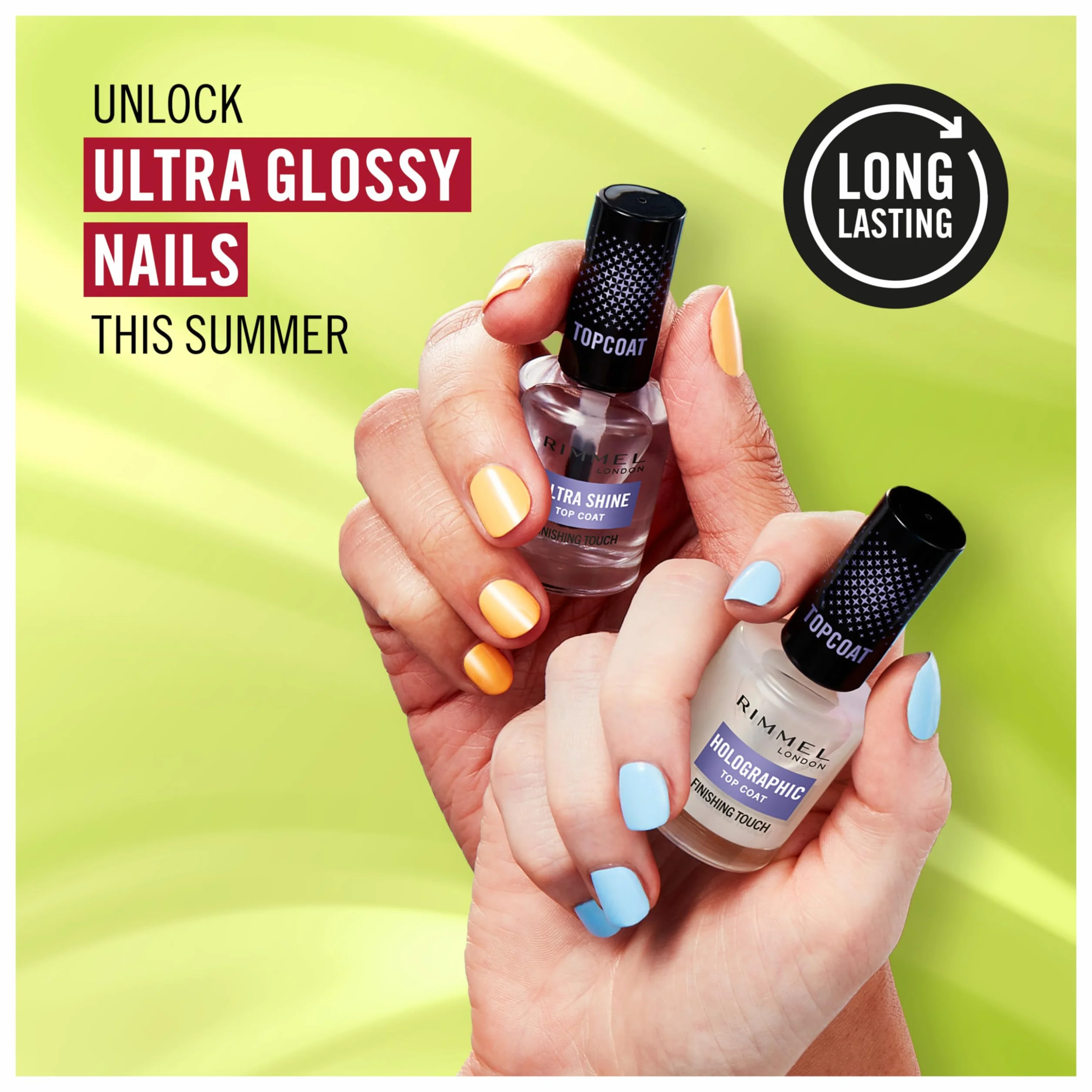 Rimmel London, Top Coat Ultra Shine, Top Coat Ultra Błyszczący i Długotrwały Chroni Kolor, Wegańska Formuła, 12ml