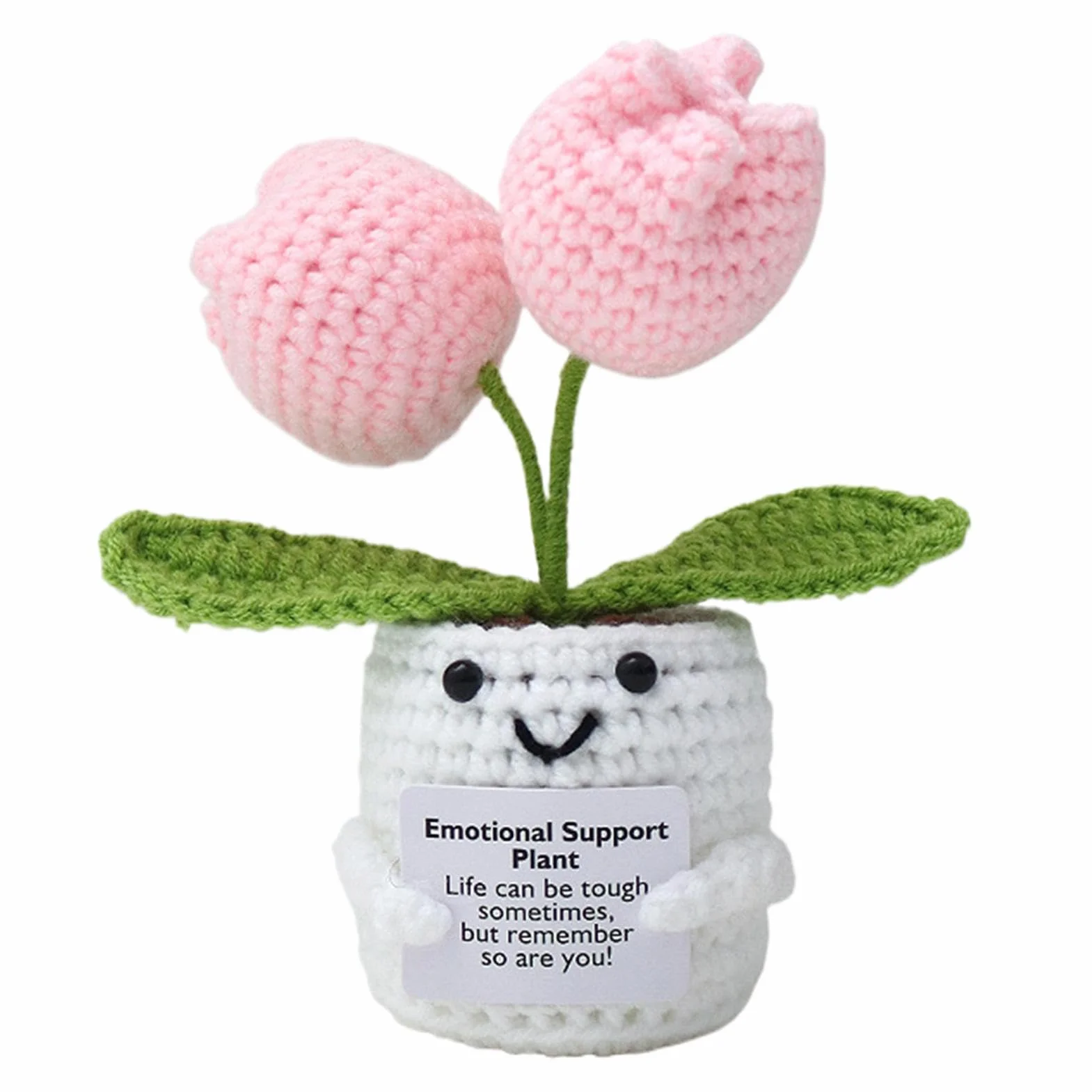 Inspirational Crochet Plant Doll, Soft Knitted Flower Toy, Stress Relief Gift for Men Women