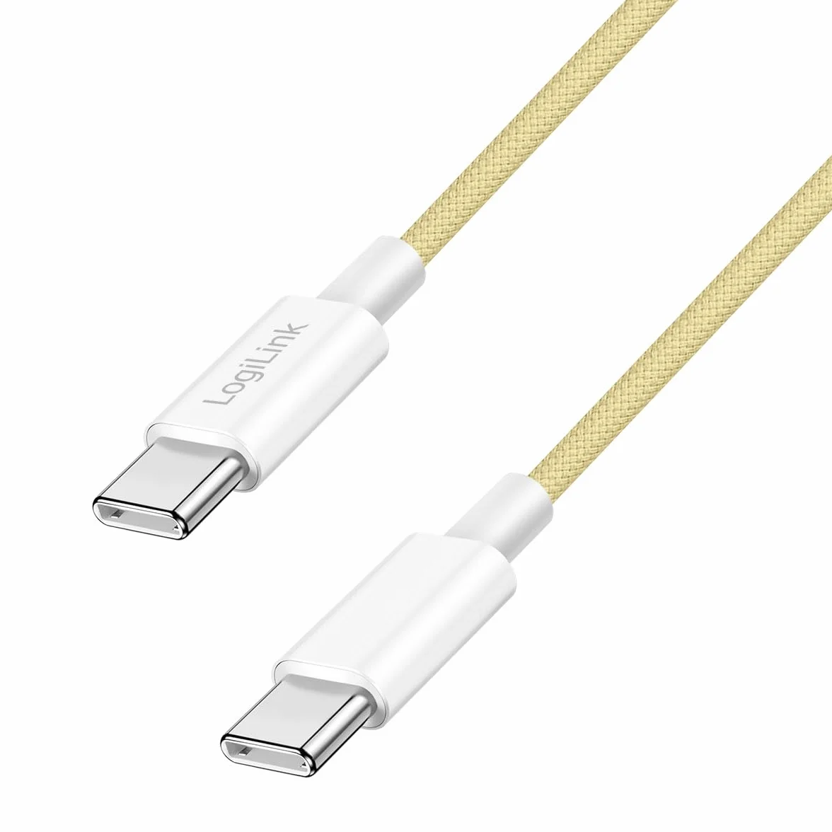 Logilink Kabel przyłączeniowy USB 2.0 typu C, C (wtyczka) do C (wtyczka) z nylonową powłoką, 60 W, żółty, 0,5 m