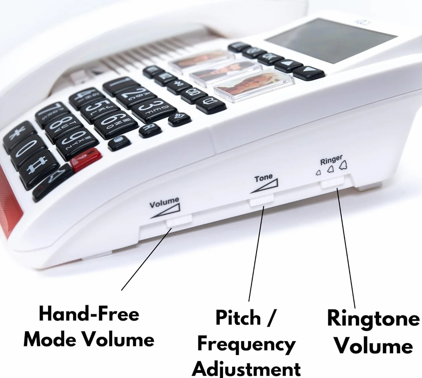 VOCA Big Buttontelefon dla osób starszych, wzmocniony CP130, zestaw głośnomówiący, kompatybilny z aparatami słuchowymi, głośny telefon dla niedosłuchowych i niedowidzących