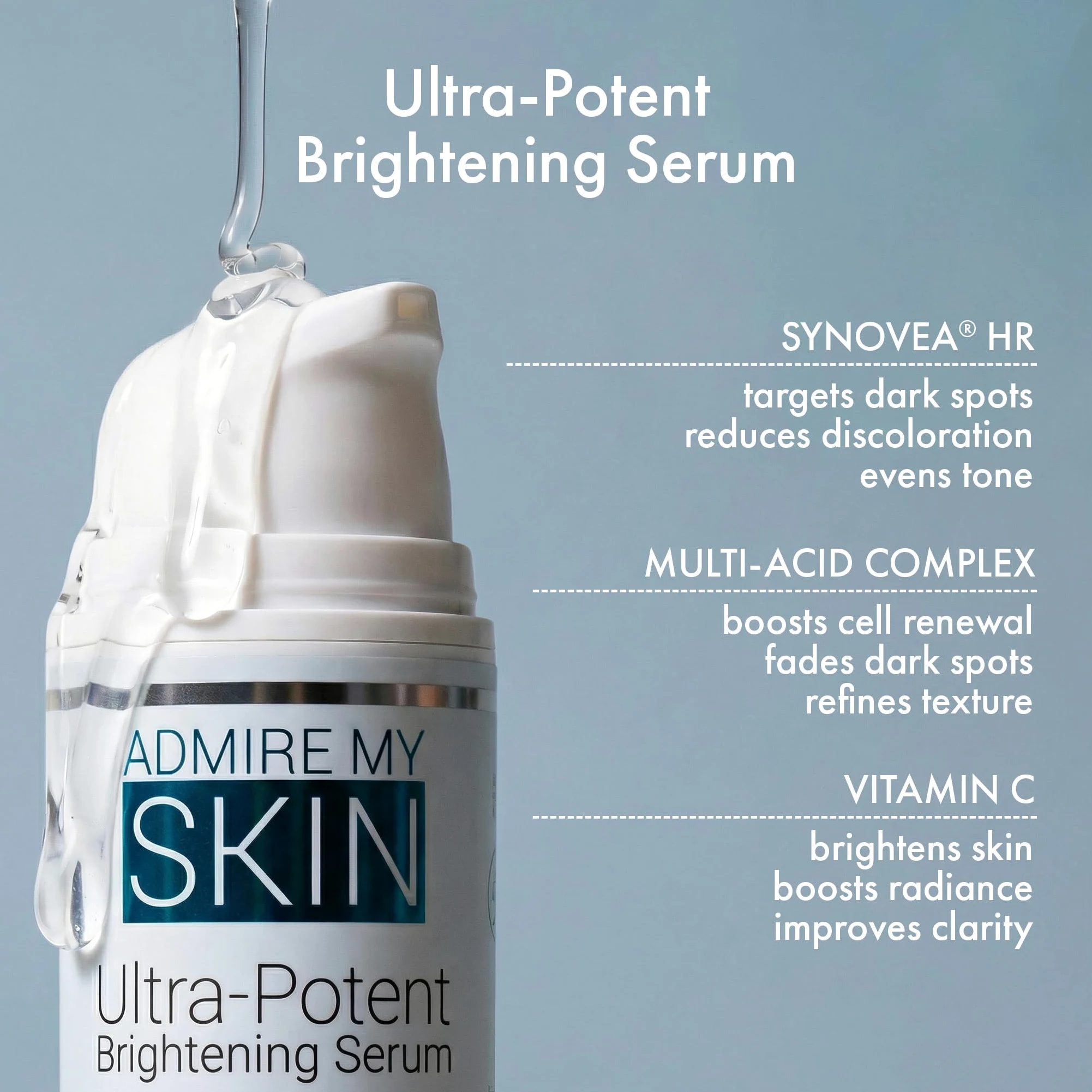 Admire My Skin Serum rozjaśniające, leczenie przebarwień na ciemne plamy i nierówny odcień skóry - serum z witaminą C z kwasem kojowym dla kobiet i mężczyzn, serum z kwasem azelainowym do leczenia