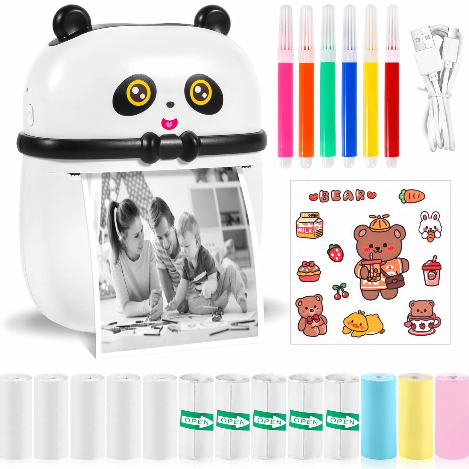 Mini drukarka, mobilna drukarka fotograficzna, przenośna mini drukarka fotograficzna, bezprzewodowa drukarka fotograficzna, drukarka Bluetooth, pomoc w nauce, notatki, dziennik, notatki