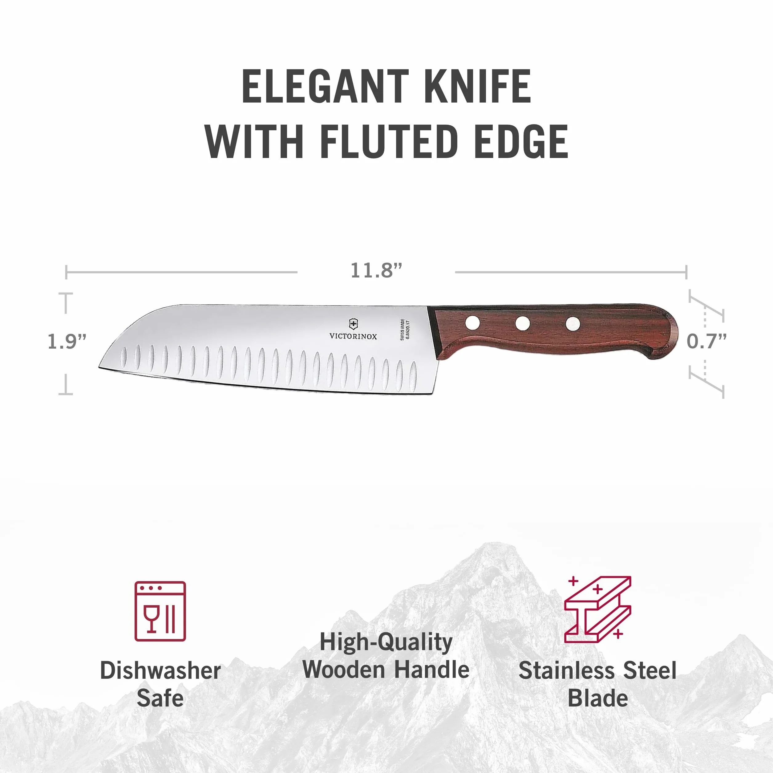 Victorinox Swiss Modern Santokumesser mit Kullenschliff, braun