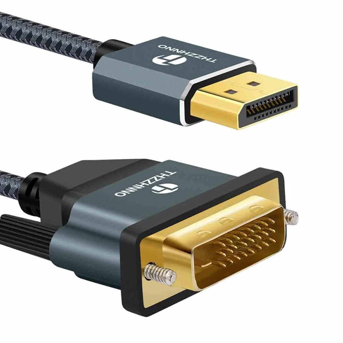 Kabel DisplayPort na DVI 0,5M, Pozłacany Port Wyświetlacza do DVI-D, Nylonowy Pleciony Adapter Męski na Męski, Kompatybilny z Komputerem, Laptopem, Monitorem, Projektorem