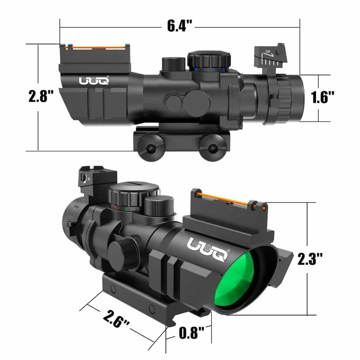 UUQ 4X32 Prism Optics Rifle Scope,Red Illuminated Reticle,and Glass Etched Reticle 4X Magnification-Fits 20mm Free Mounts