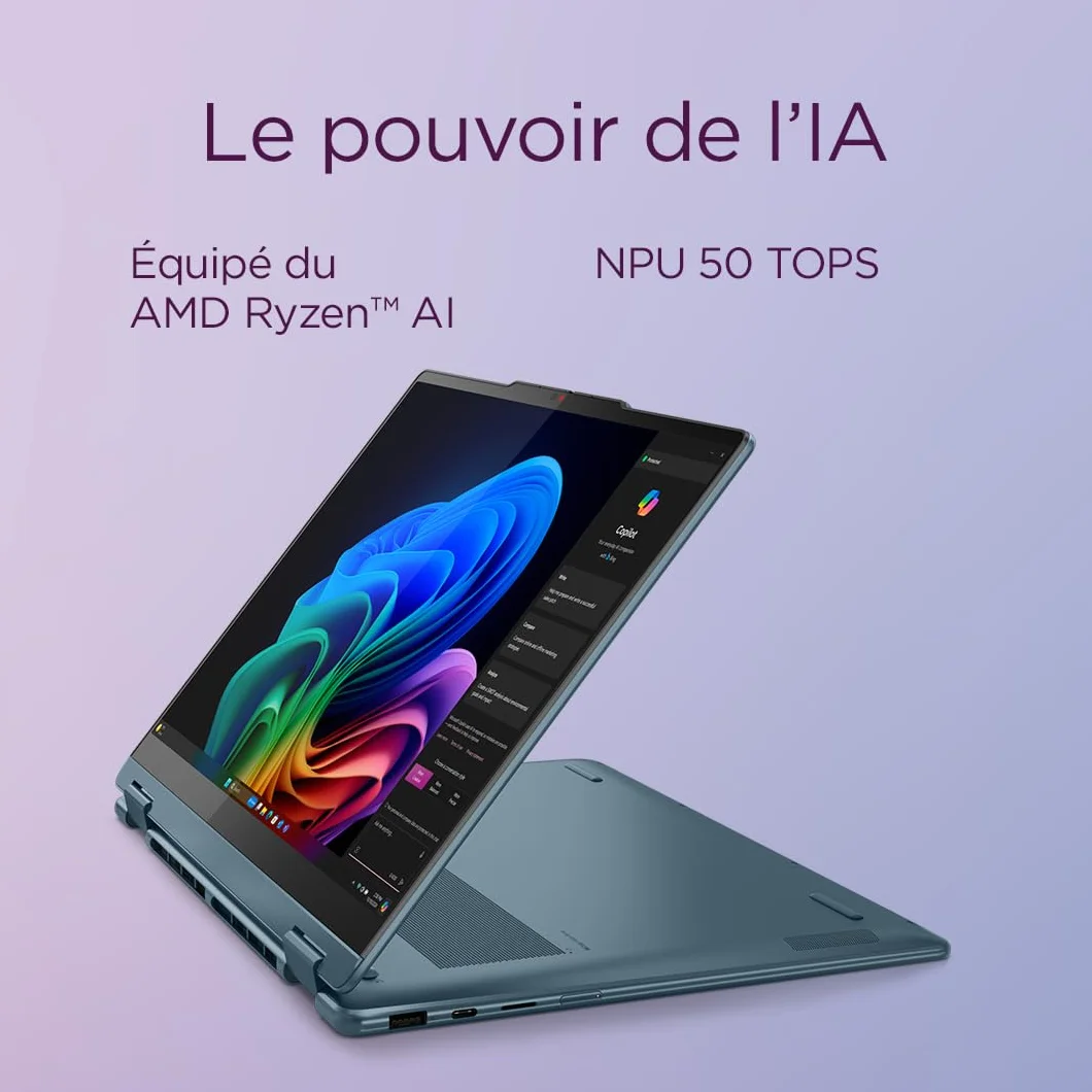 Lenovo Yoga 7 2-in-1 14AKP10 - OLED 2 w 1 laptop AI 2 w 1 (AMD Ryzen AI 5 340, 16 GB RAM, SSD 512 GB, AMD Radeon 840M Graphics, Windows 11 Home) AZERTY podświetlana klawiatura - Tidal Teal