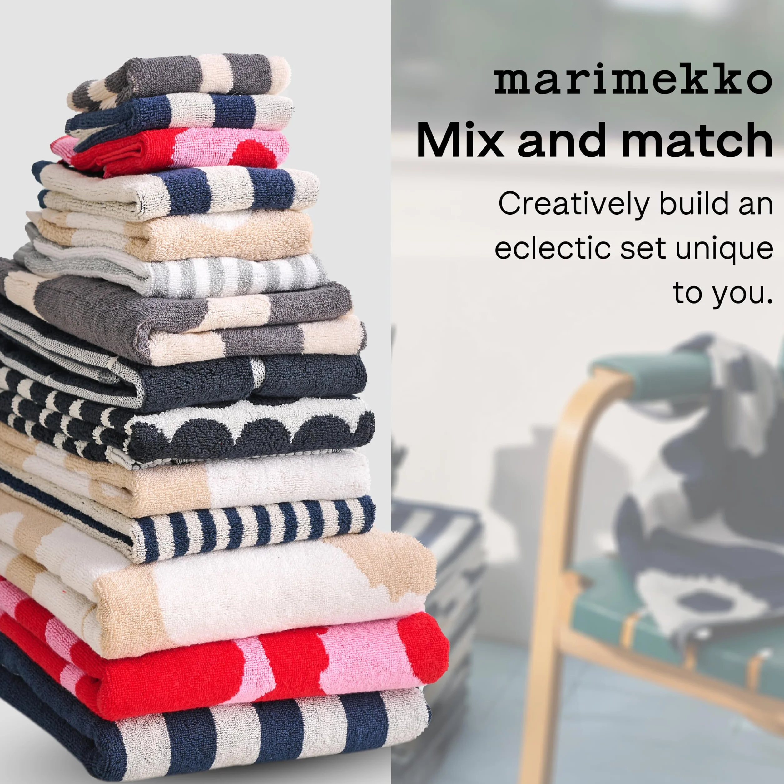 Marimekko Unikko Bawełniana ściereczka frotte 30 cm x 30 cm czerwona