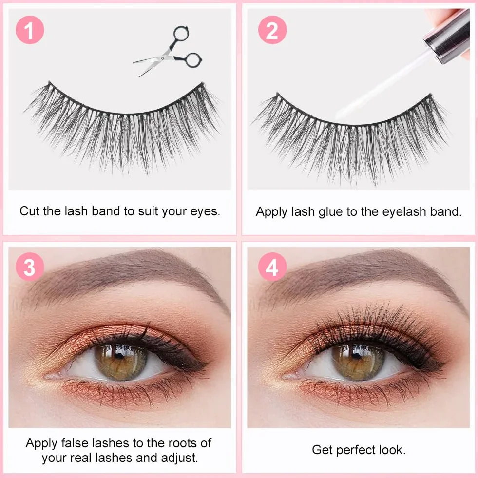 LOPHE Sztuczne rzęsy, 10 par naturalne sztuczne rzęsy, 3D Cat Fox Eye Lashes Puszyste, profesjonalne sztuczne rzęsy wielokrotnego użytku, grube kręcone rękawy (model SA207)