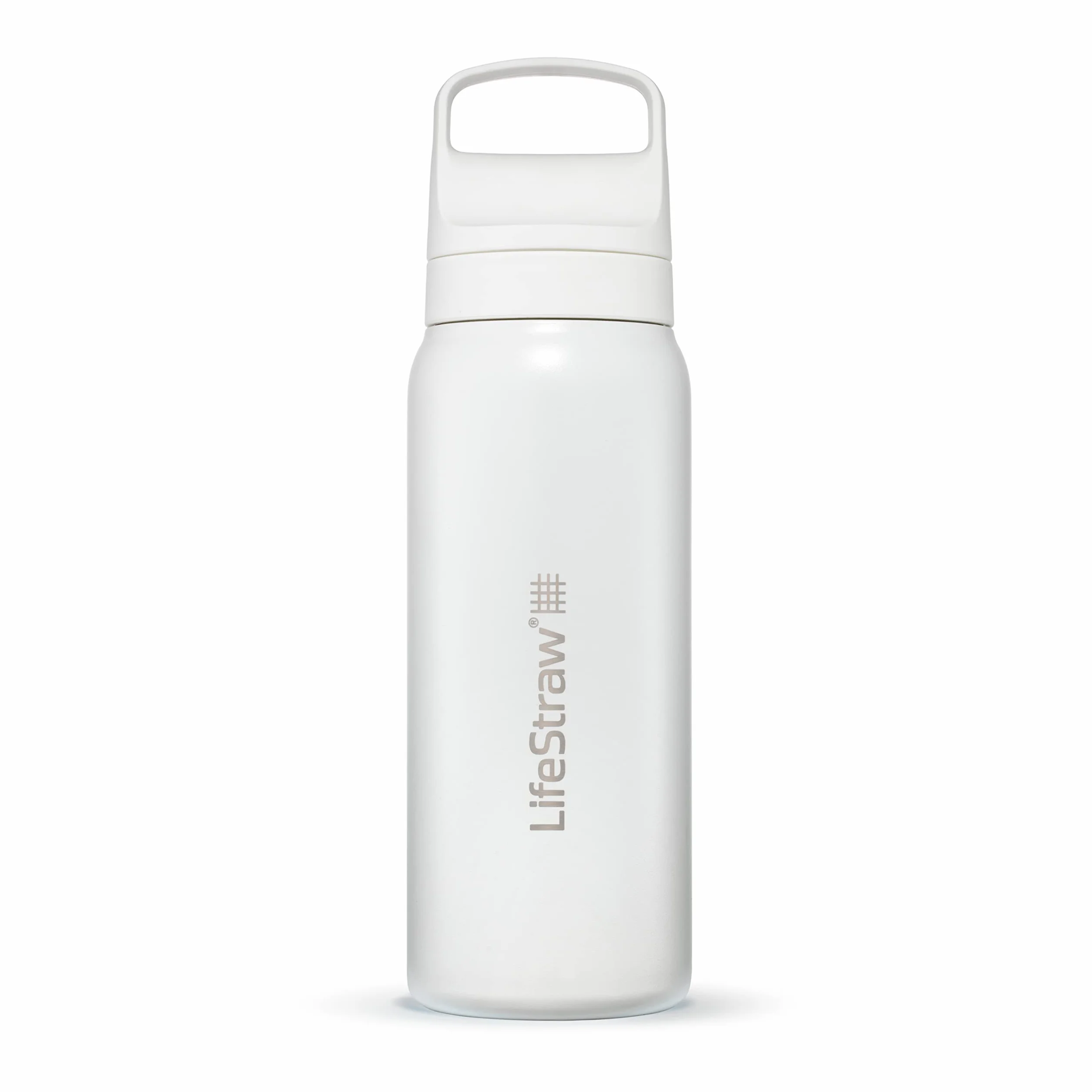 LifeStraw Seria Go – izolowana butelka z filtrem wody ze stali nierdzewnej do podróży i codziennego użytku, usuwa bakterie, pasożyty i mikroplastiki, poprawia smak, 680 ml Polar White