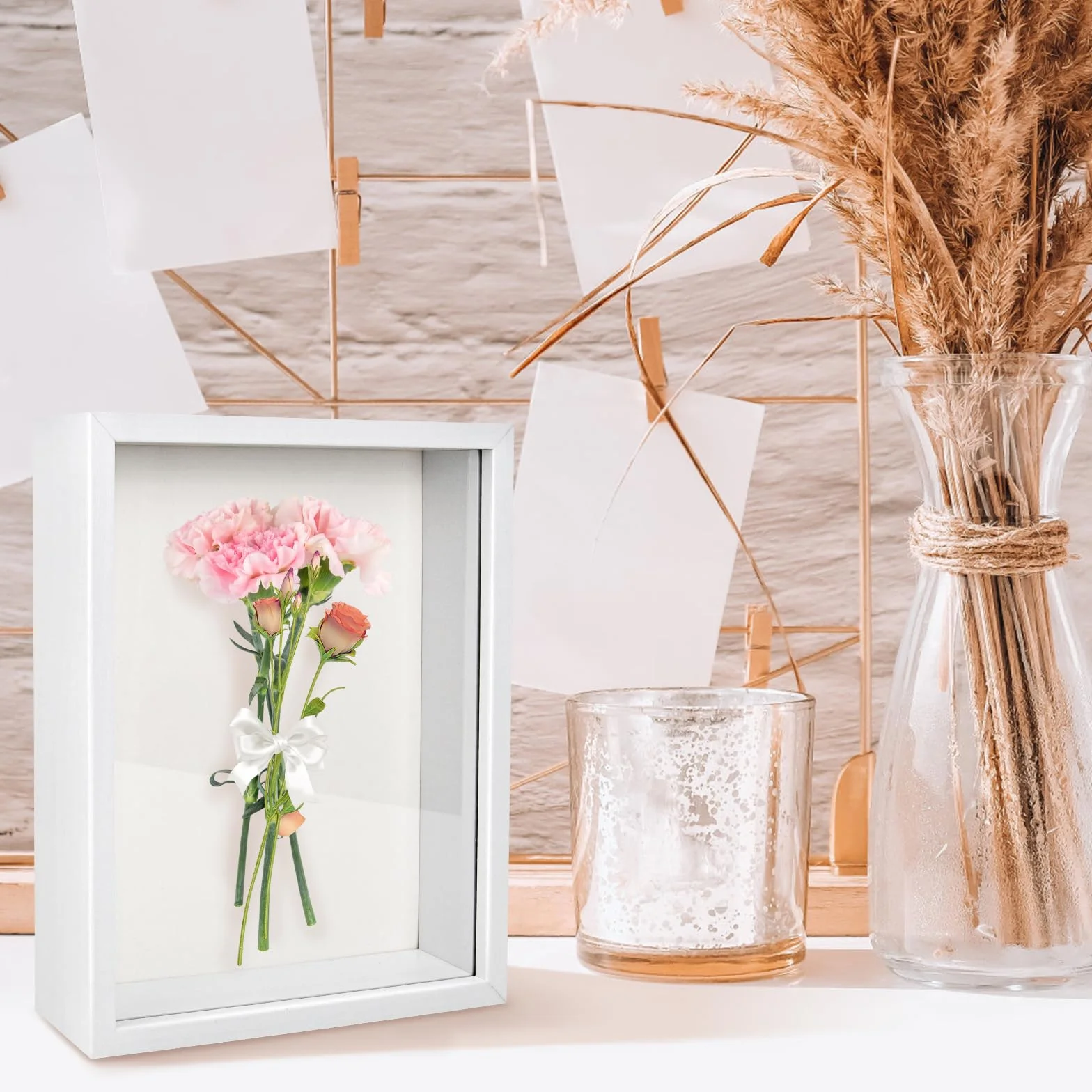 XTDMJ Ramka na zdjęcia 3D 27 x 22 cm głęboka drewniana ramka na przedmioty do wypełnienia 3D, ramka na zdjęcia, głębokie pudełko z panelem akrylowym do zawieszenia na ścianie lub na biurko, prezenty
