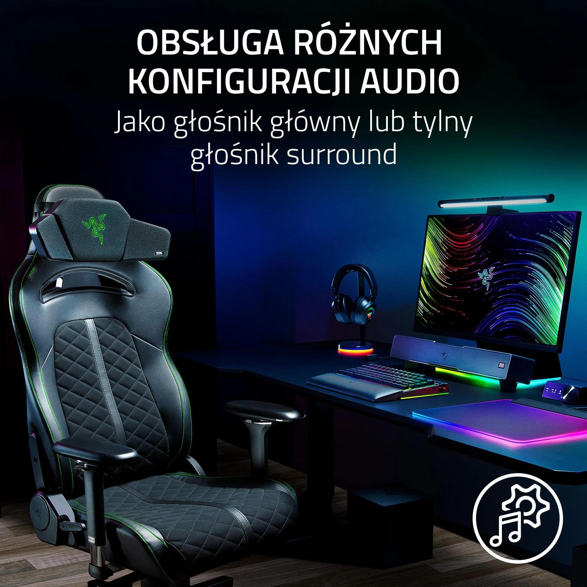 Razer Clio - Bezprzewodowa poduszka na głowę z dźwiękiem przestrzennym THX (wyściełana pluszowa wyściółka, 43 mm pełnozakresowe przetworniki, HyperSpeed Wireless i Bluetooth) Czarny