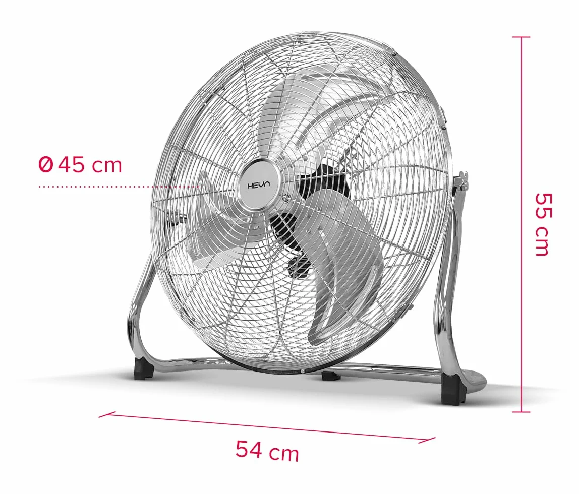 HEVA Wentylator podłogowy HRX 130W 50cm cyrkulator chrom