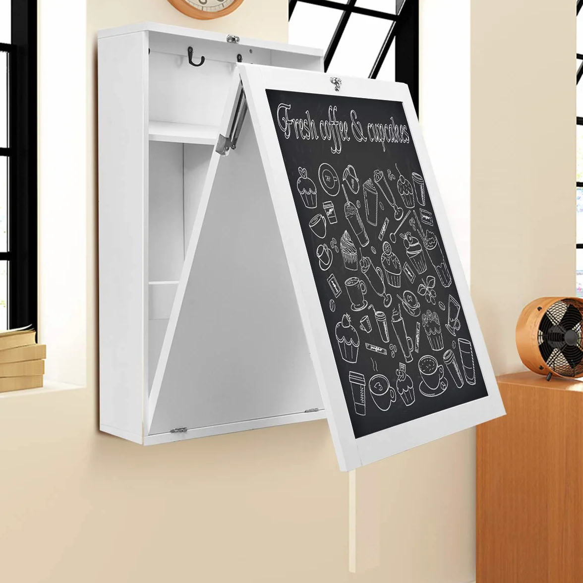 COSTWAY Składany stolik ścienny 85,5 x 60 x 145,5 cm