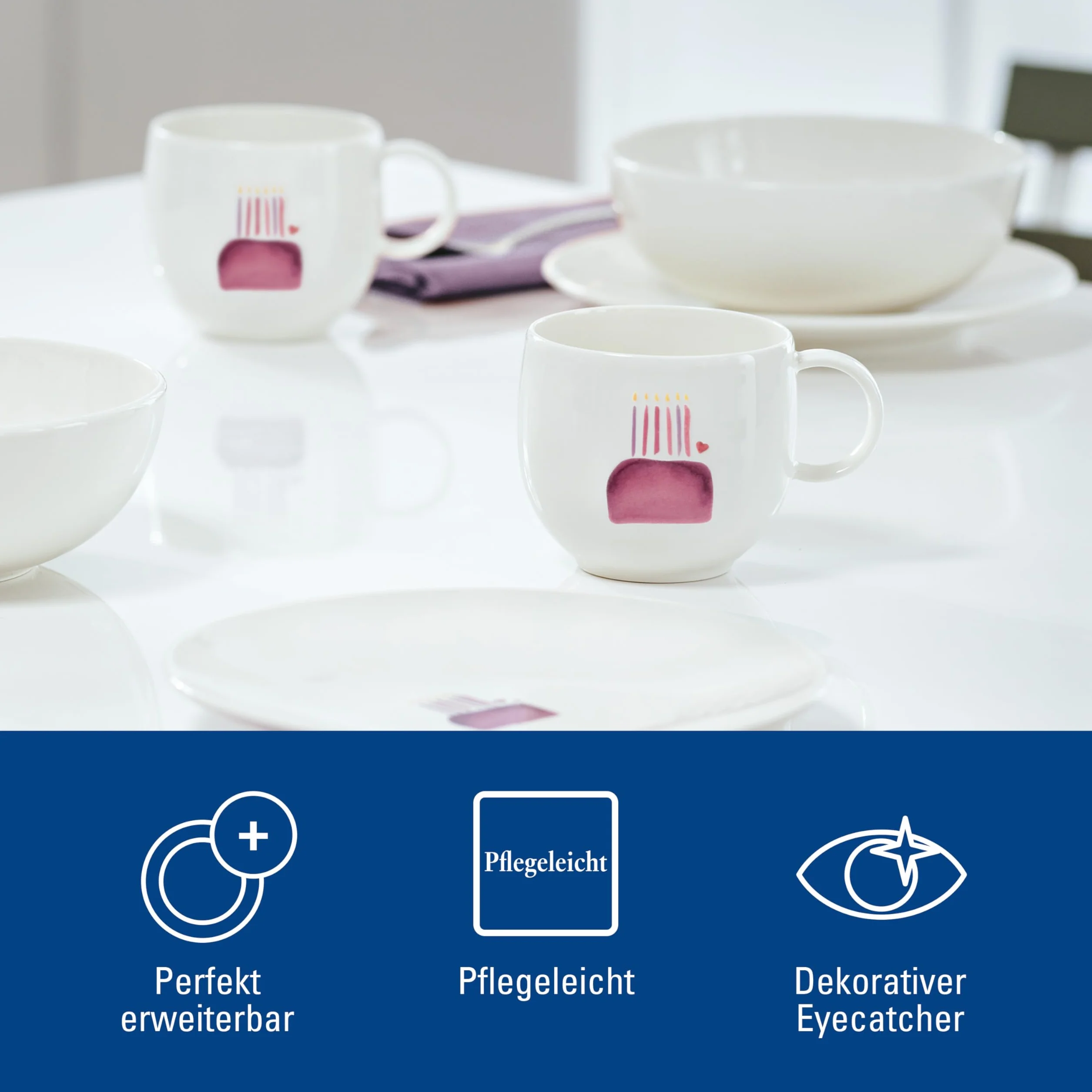 Villeroy & Boch With Love kubek z uchem Happy Birthday 12,5x9,5x8,5 cm porcelana Premium 290 ml