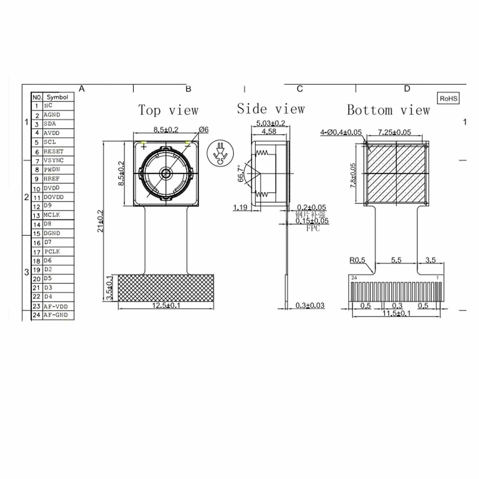 2 szt./partia OV5640 AF 70 stopni 5MP moduł kamery wysokiej rozdzielczości do ESP32-CAM automatyczna regulacja ostrości miękka płyta 24PIN 0,5 mm skok