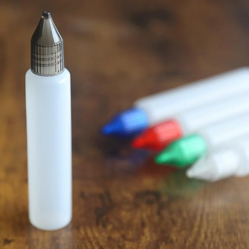 TRIXES Butelki z kroplomierzem "Unicorn", opakowanie 5 sztuk, 30 ml, w stylu długopisu - butelki do wielokrotnego napełniania