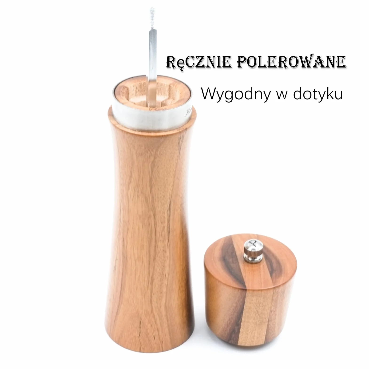 Młynki Do Soli I Pieprzu Drewniane 22 cm Akacja Zestaw Ręczny